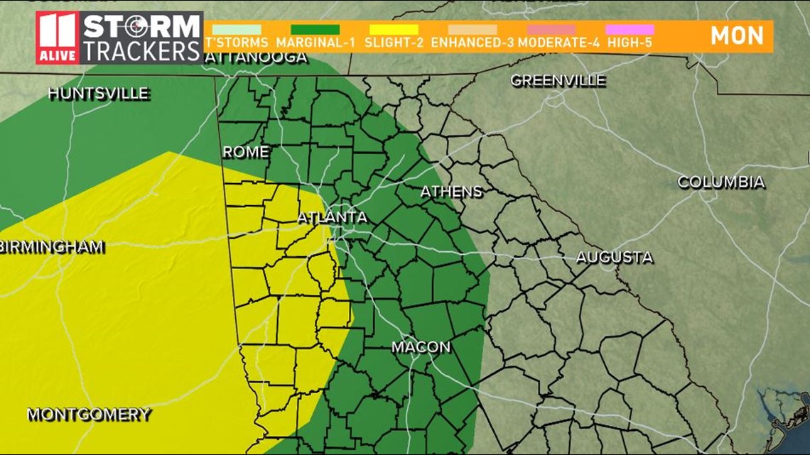 TIMELINE | Large hail is concern for Monday severe weather | 11alive.com