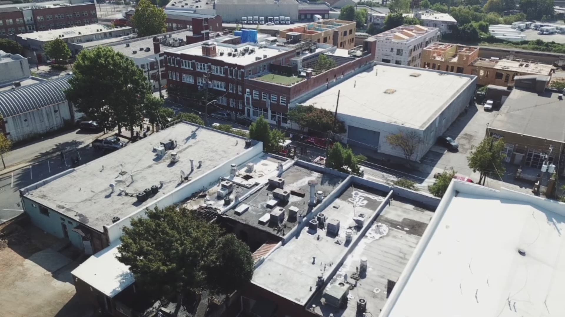 Drone video of the 255 Tapas building at 255 Peters Street, S.W., following Sunday morning's fire. (Video via Michael Gibson)