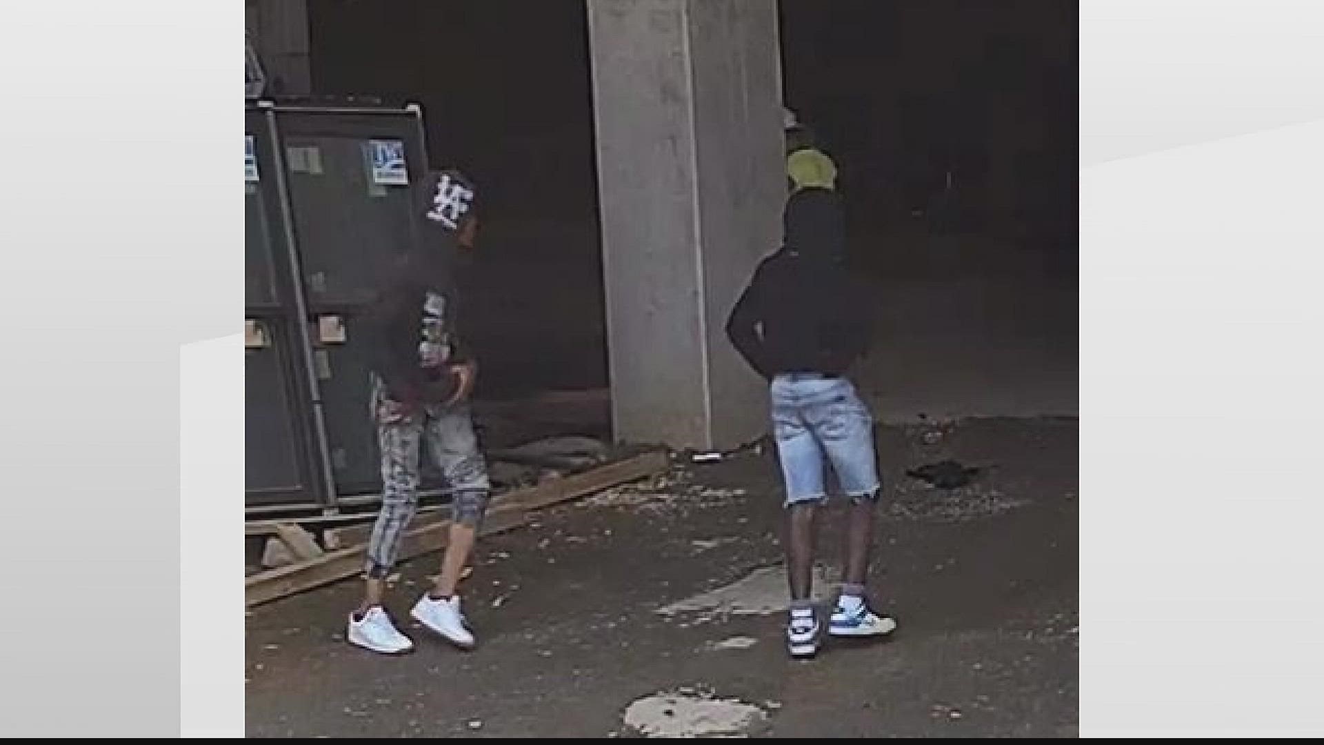 The two were caught on surveillance footage at a construction site on Anderson Street.