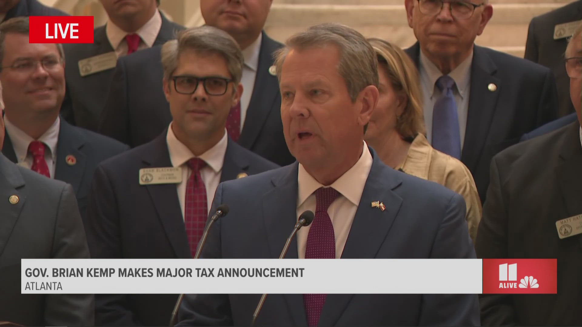 Kemp and other legislative members held a news conference at the Georgia State Capitol Building.