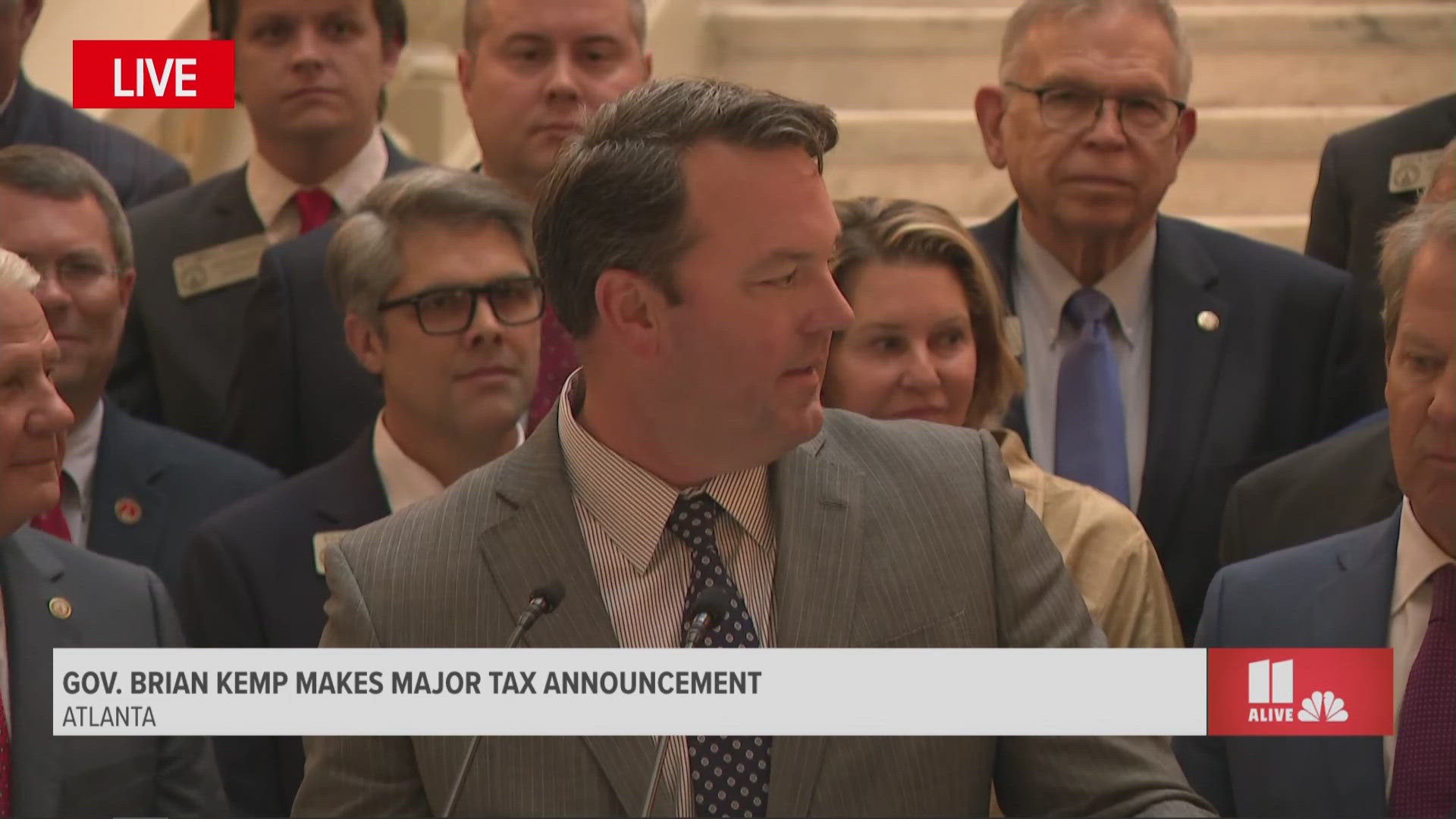 Kemp and other legislative members held a news conference at the Georgia State Capitol Building.