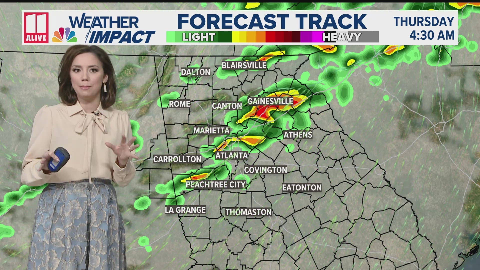 Showers and storms push through early Thanksgiving morning. Then cold will dominate the remainder.