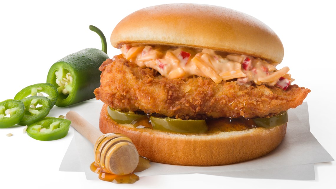 Chick fil A pimento cheese jalapeno chicken sandwich being tested