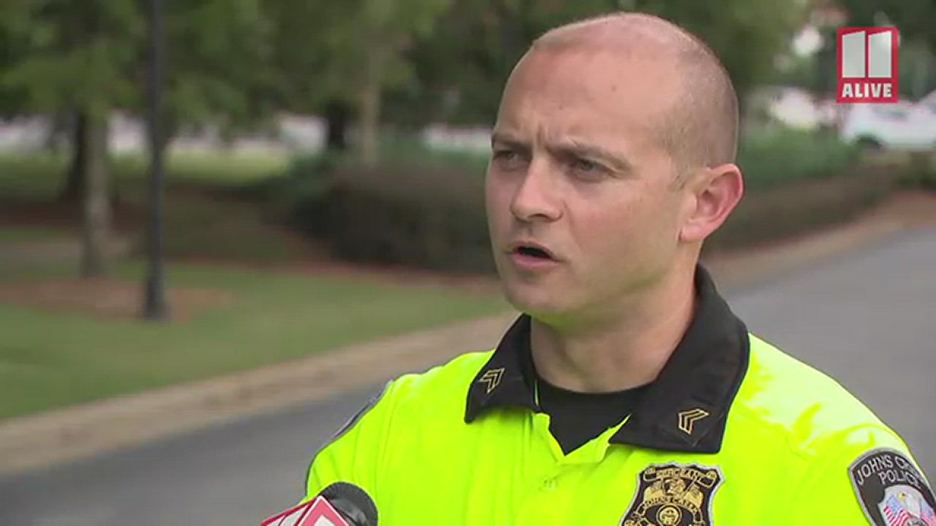 Sgt. Tyler Seymour of Johns Creek Police gave an update on the active situation.