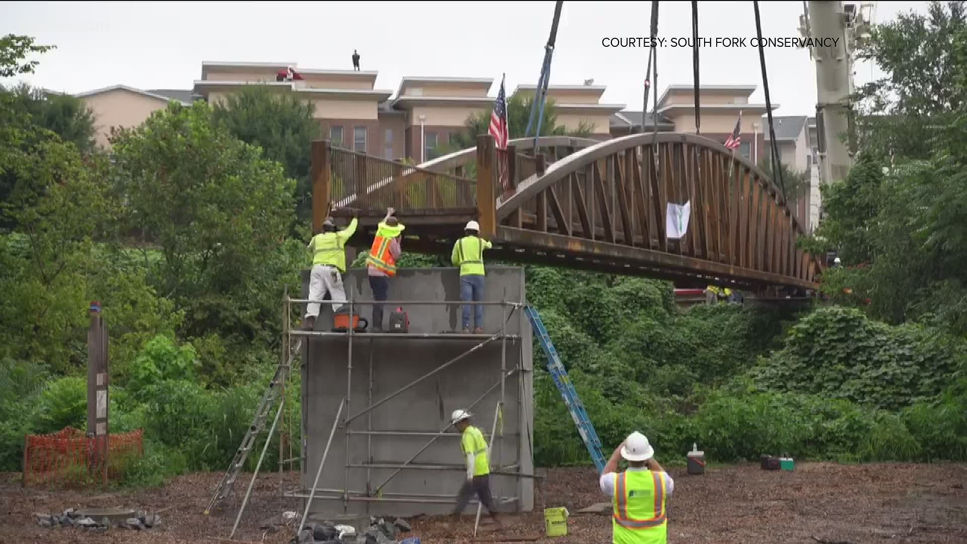 The $2.5 million bridge was put in place on Friday.