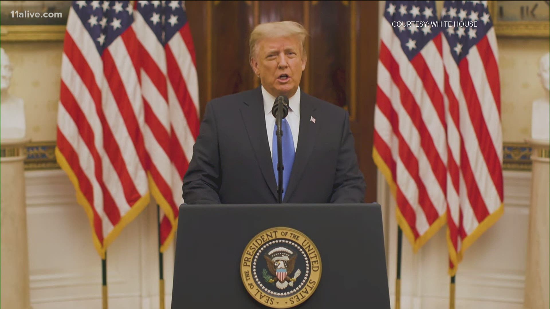 In a nearly 20-minute video, President Trump referred to the 'next' and 'new' administration but didn't mention his successor, Democrat Joe Biden, by name.