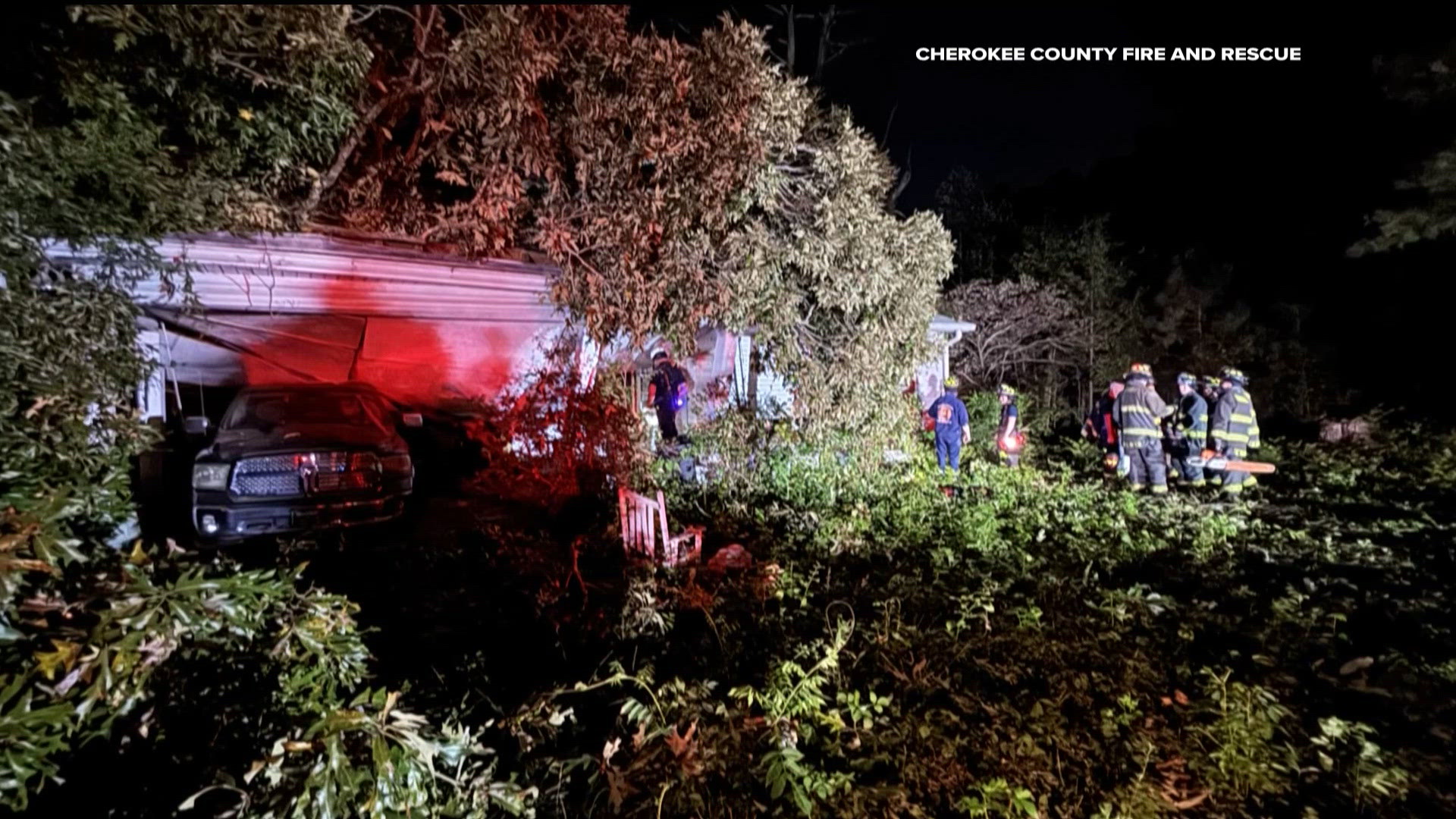 Fire crews in Cherokee County rescue resident after tree falls through ...