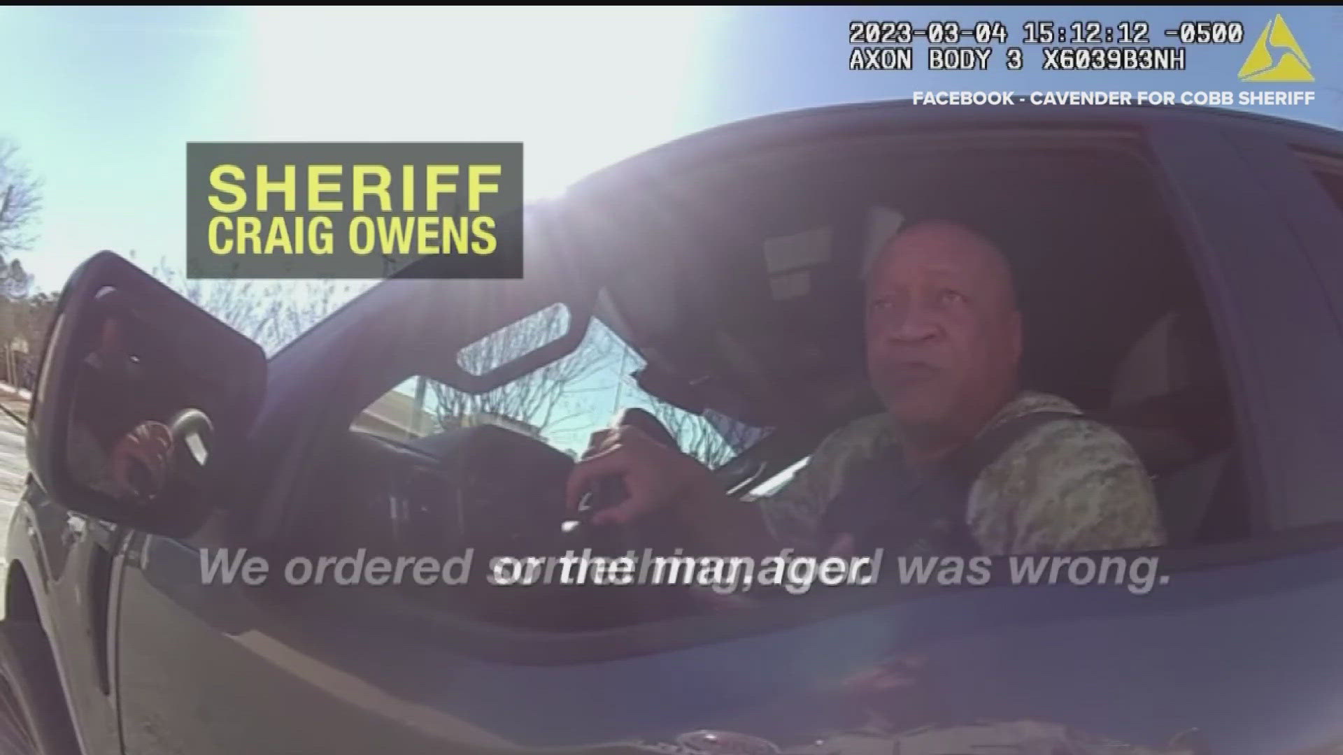 Cobb County Sheriff Craig Owens said he made a business dispute call and that the call was being politicized.