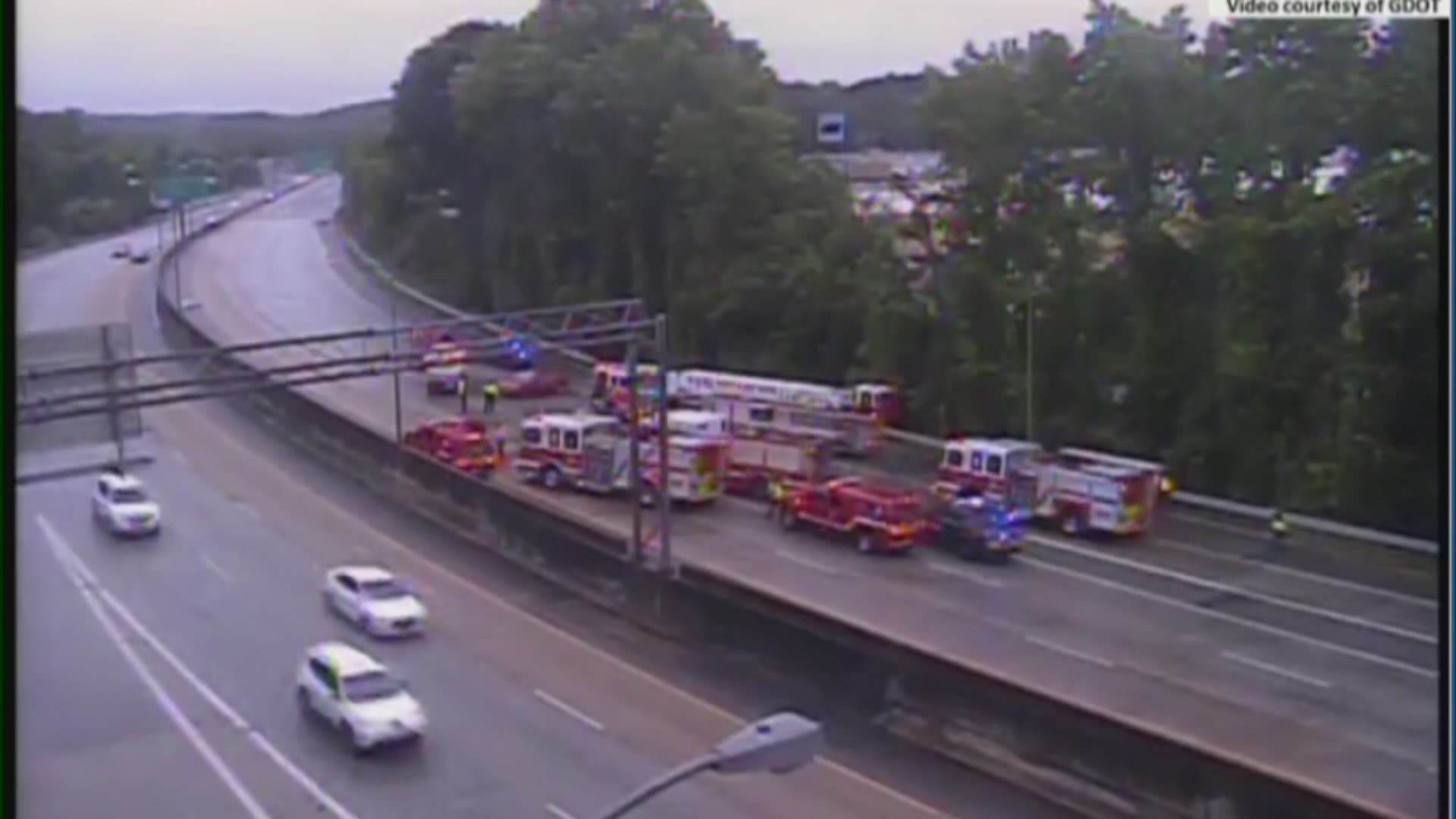An Atlanta firefighter was severely injured in a wreck on I-85 Sunday morning.
