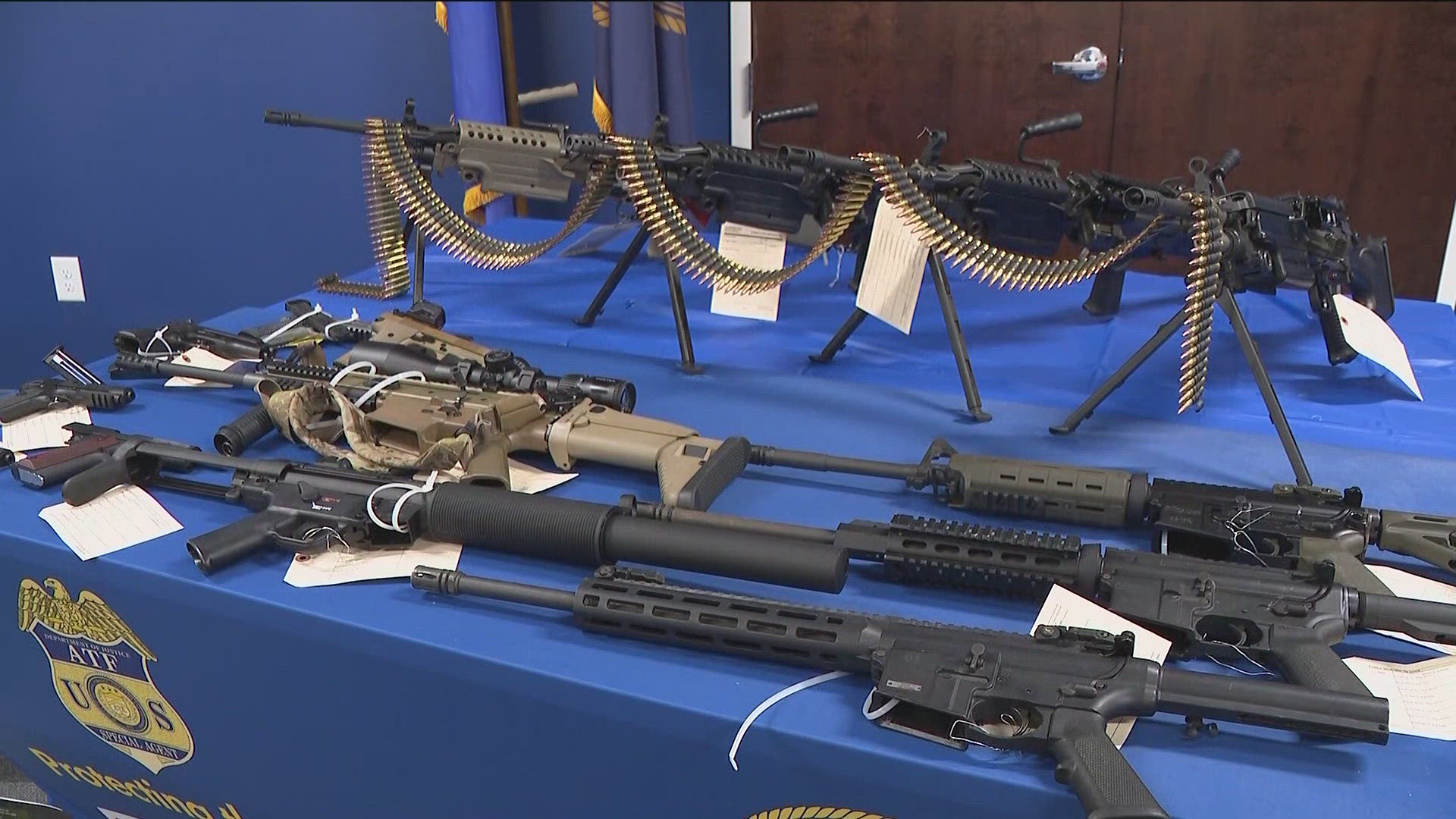Federal agents arrested 14 people and seized over 200 firearms, fentanyl, meth, and cash in a metro Atlanta trafficking investigation tied to Mexican cartels.