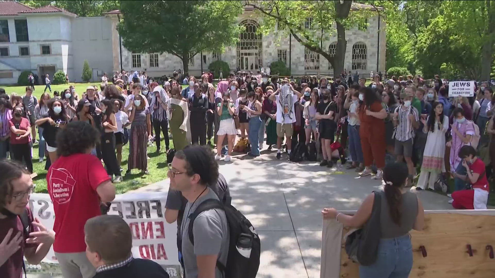 The protest encampment follows on a number of similar protest actions that have spread to campuses nationwide.