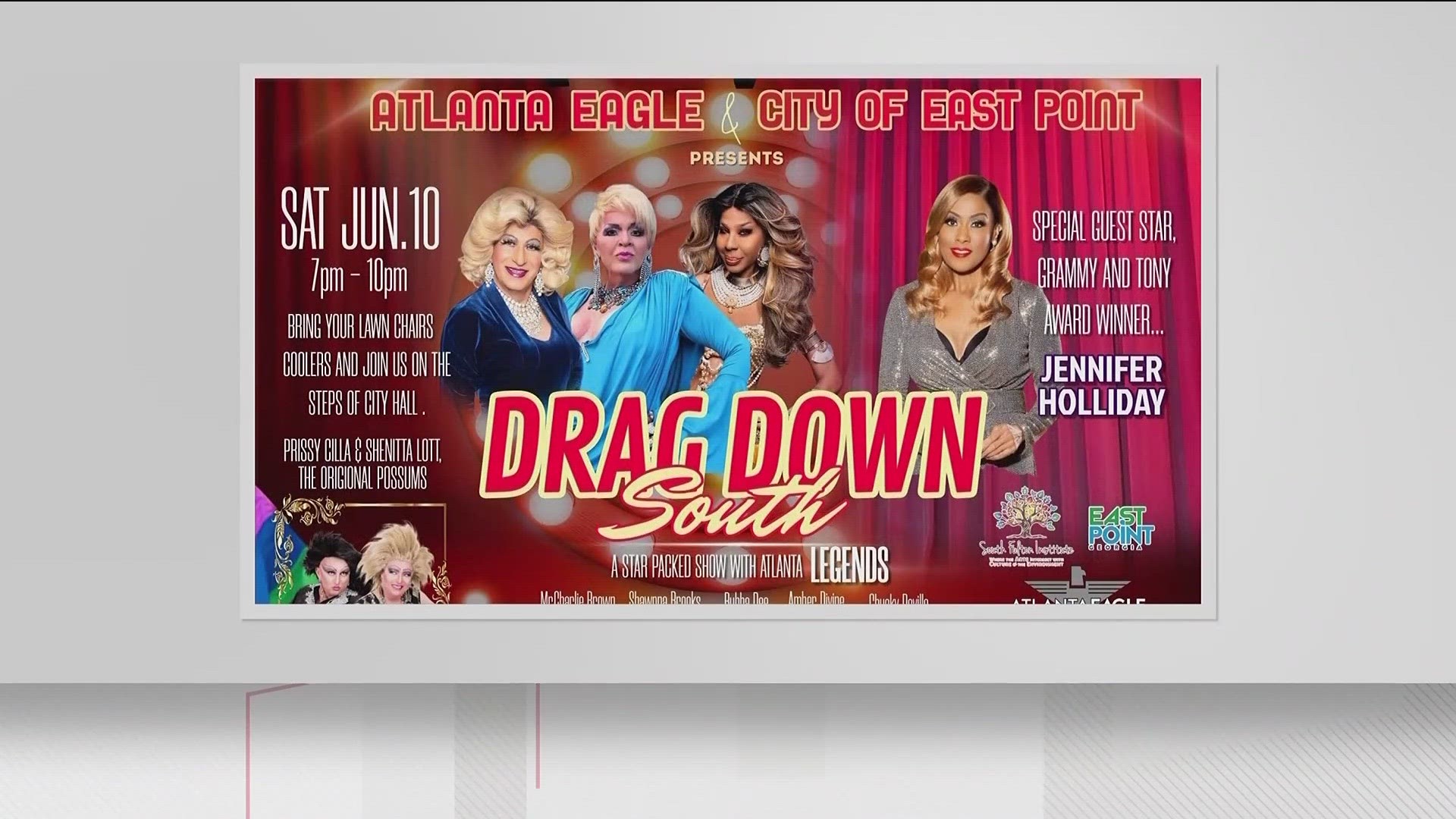 The front steps of East Point City Hall will be a runway for a sold out drag show on Saturday.