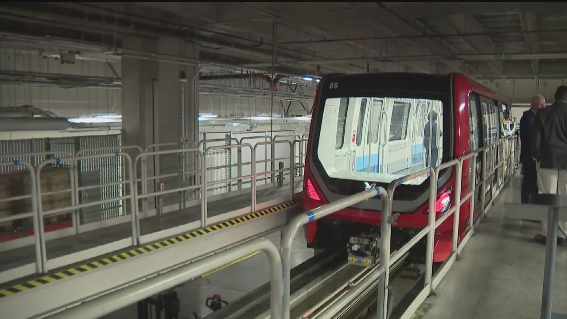 The airport unveiled new plane train cars. 