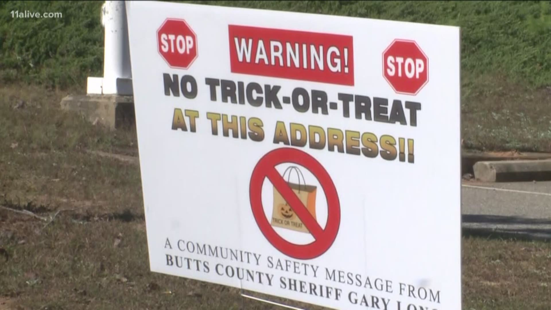 A woman's husband, who is on the sex offender risk, has been called out in a poster outside their Butts County home ahead of Halloween.