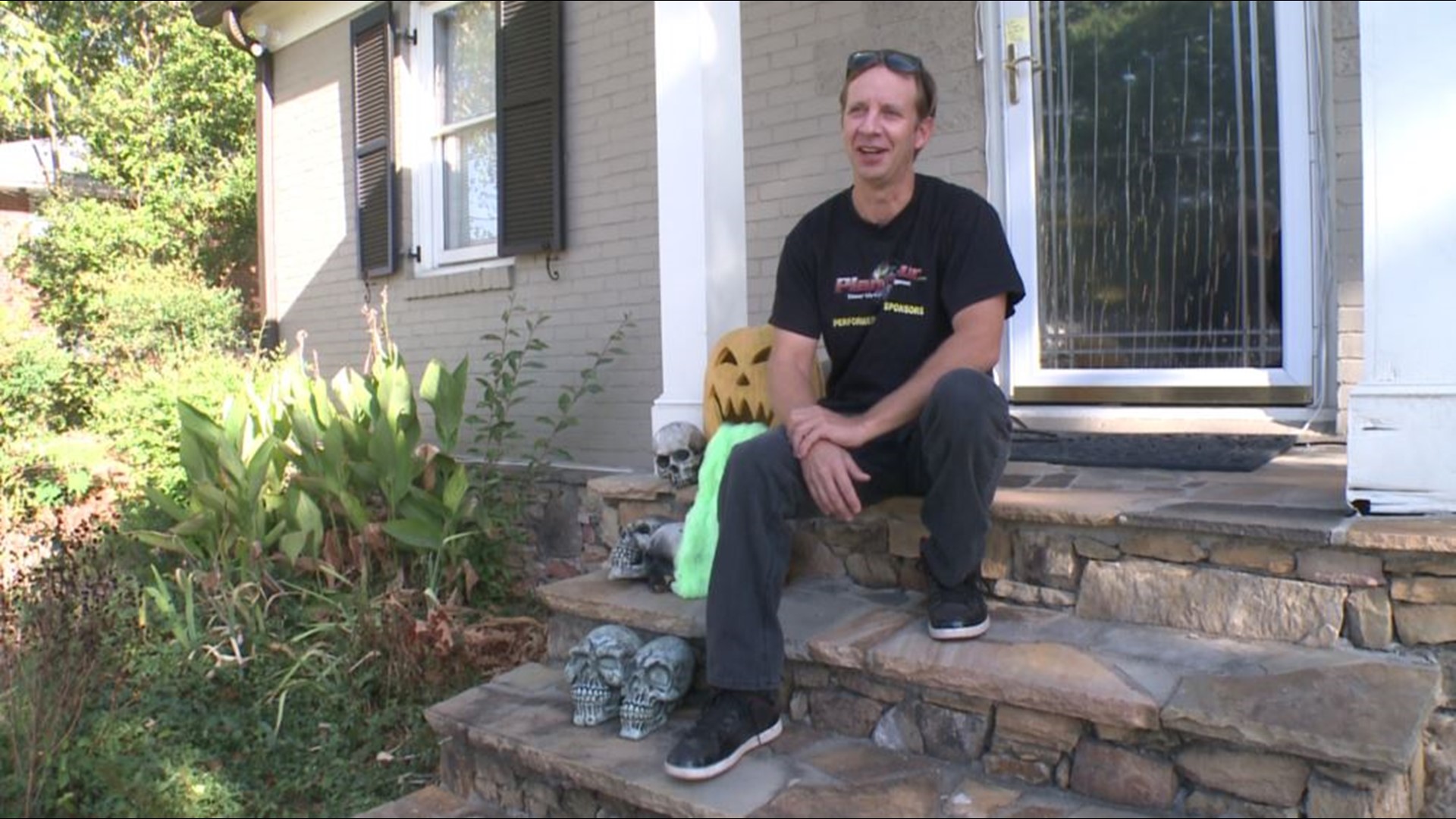 Gruesome Marietta Halloween decorations portray a decapitated Hillary Clinton