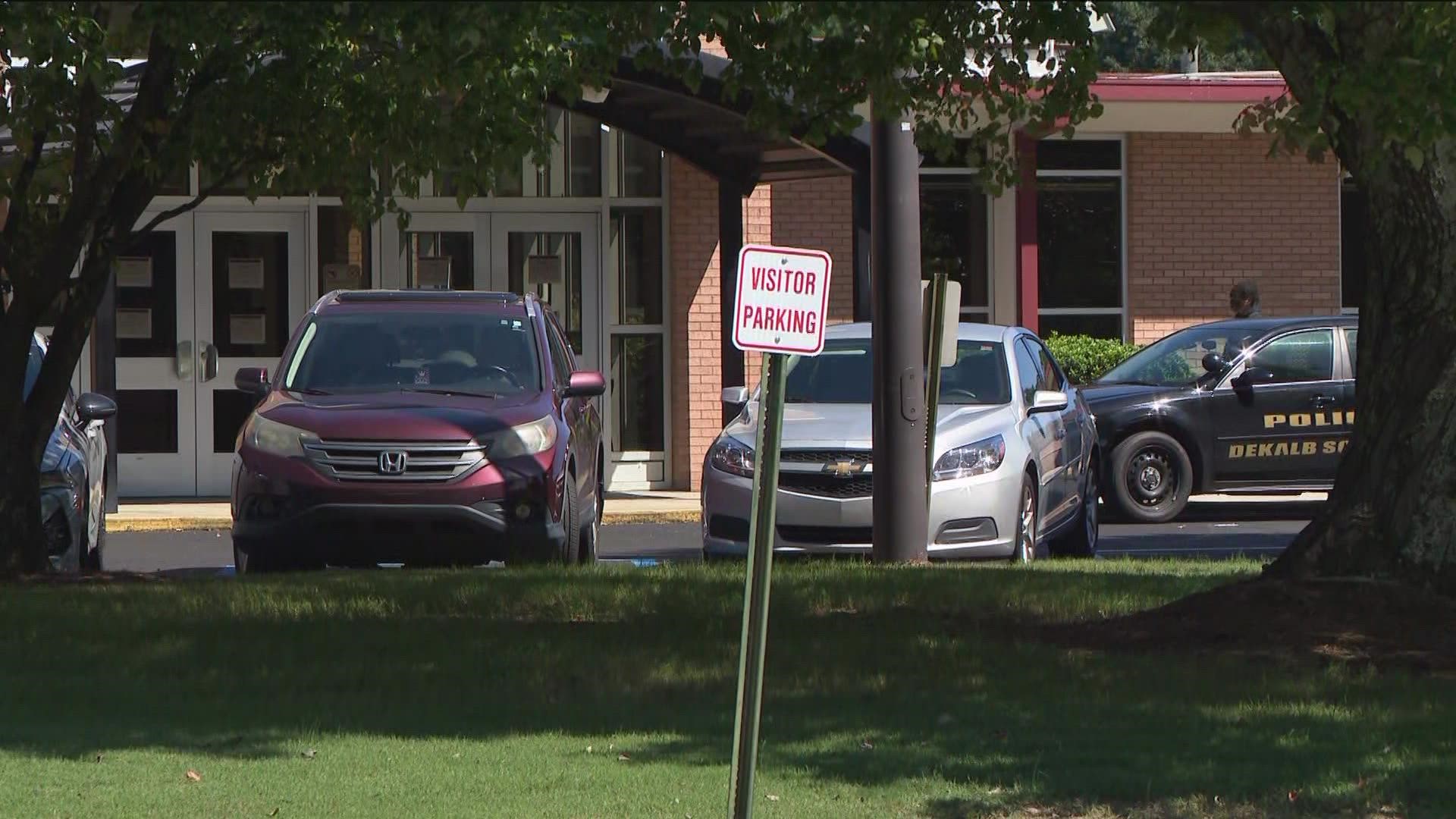 There is a heavy police presence outside the school.