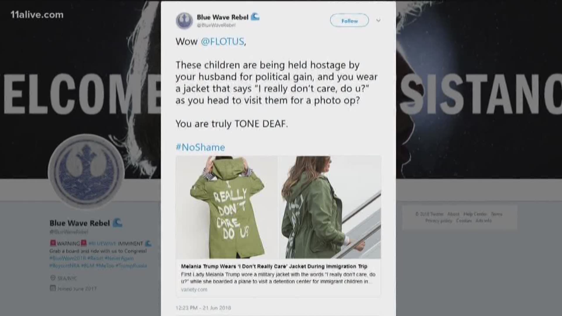 Melania Trump Wears I Really Don T Care Jacket On Trip To Visit Migrant Kids 11alive Com
