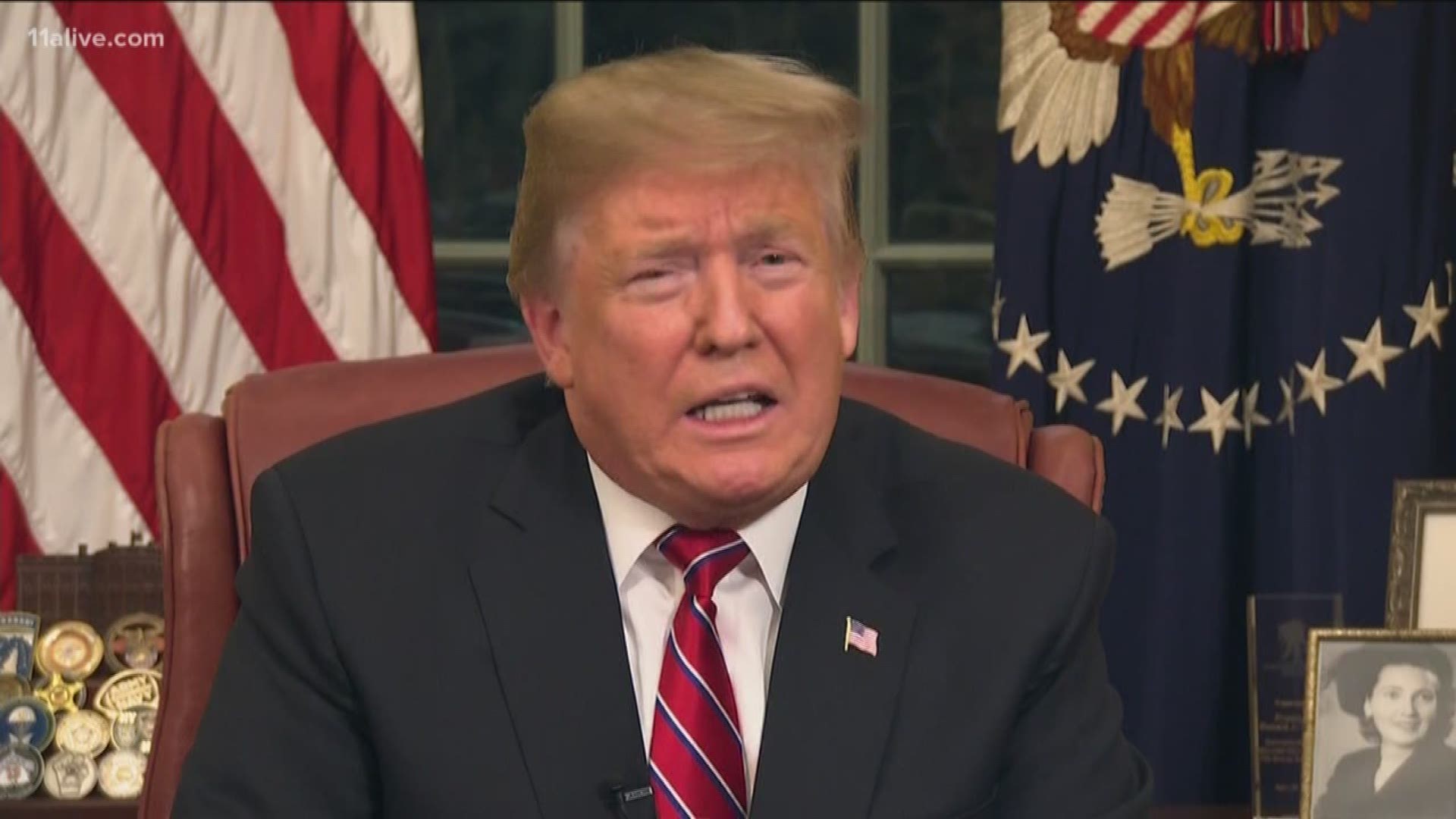 The president outlined the murder of 77-year-old Robert Page in Clayton County last month as one of the examples why a steel barrier was needed along the southern border.