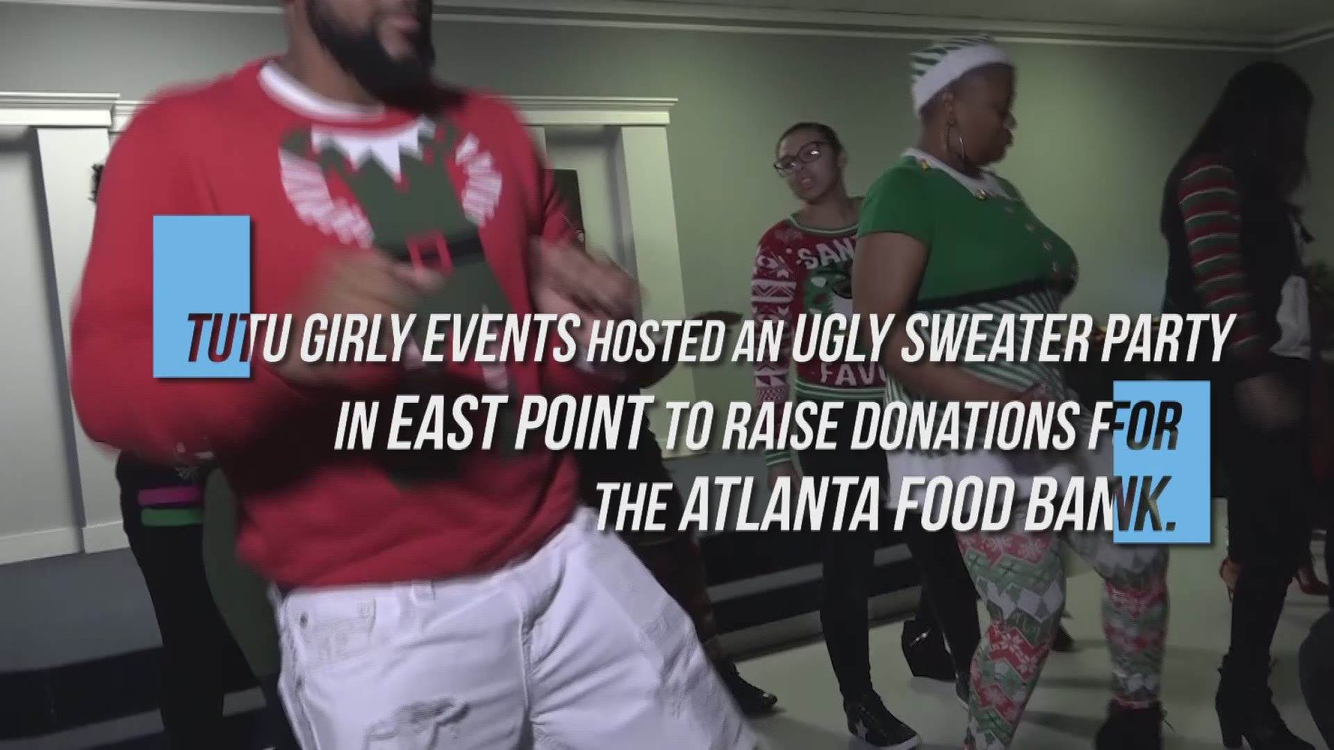 But the cause is so delightful. Tutu Girly Events hosted an Ugly Sweater Party in East Point to raise donations for the Atlanta Food Bank.