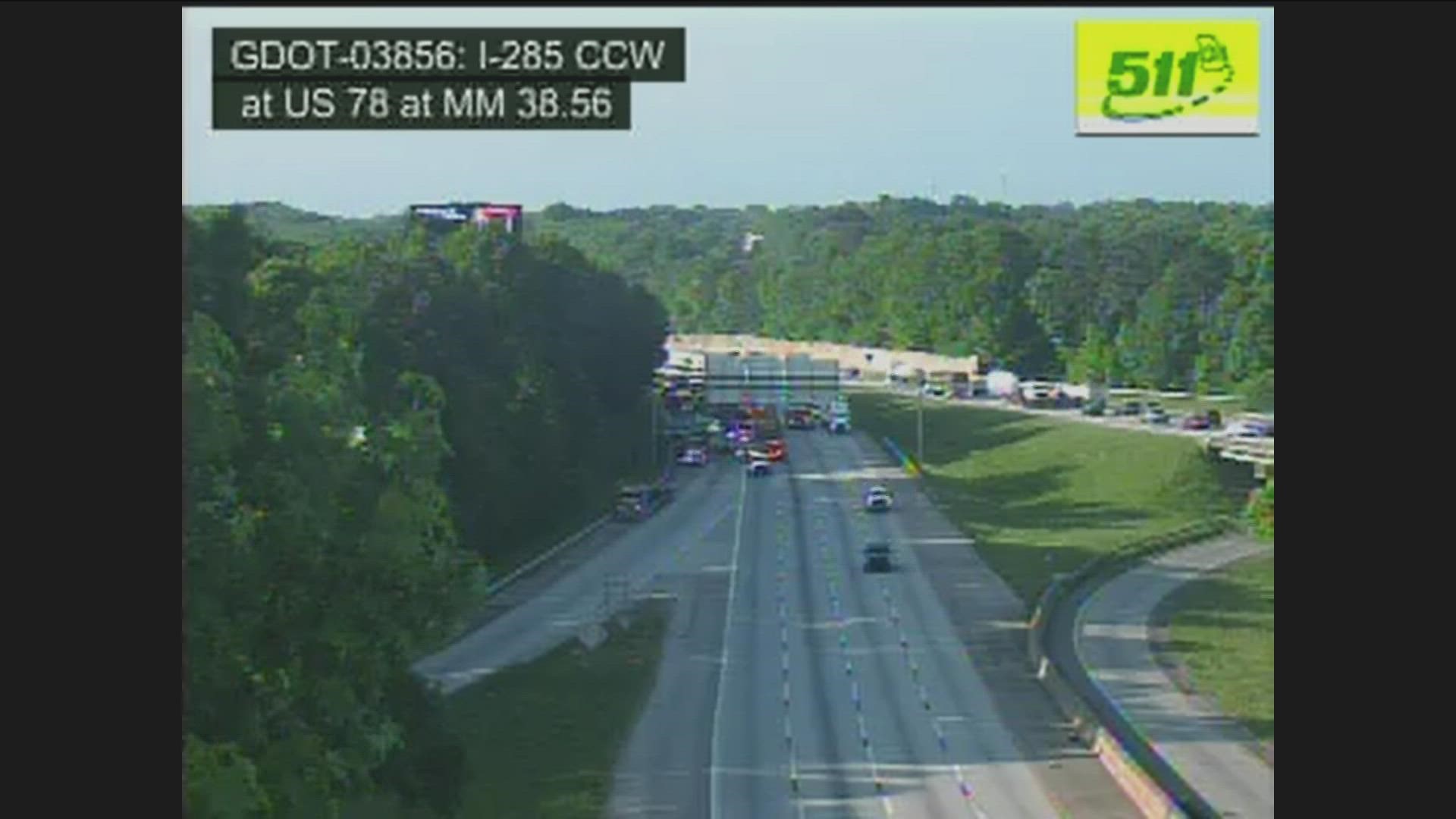 Several lanes remain closed on I-285 North.