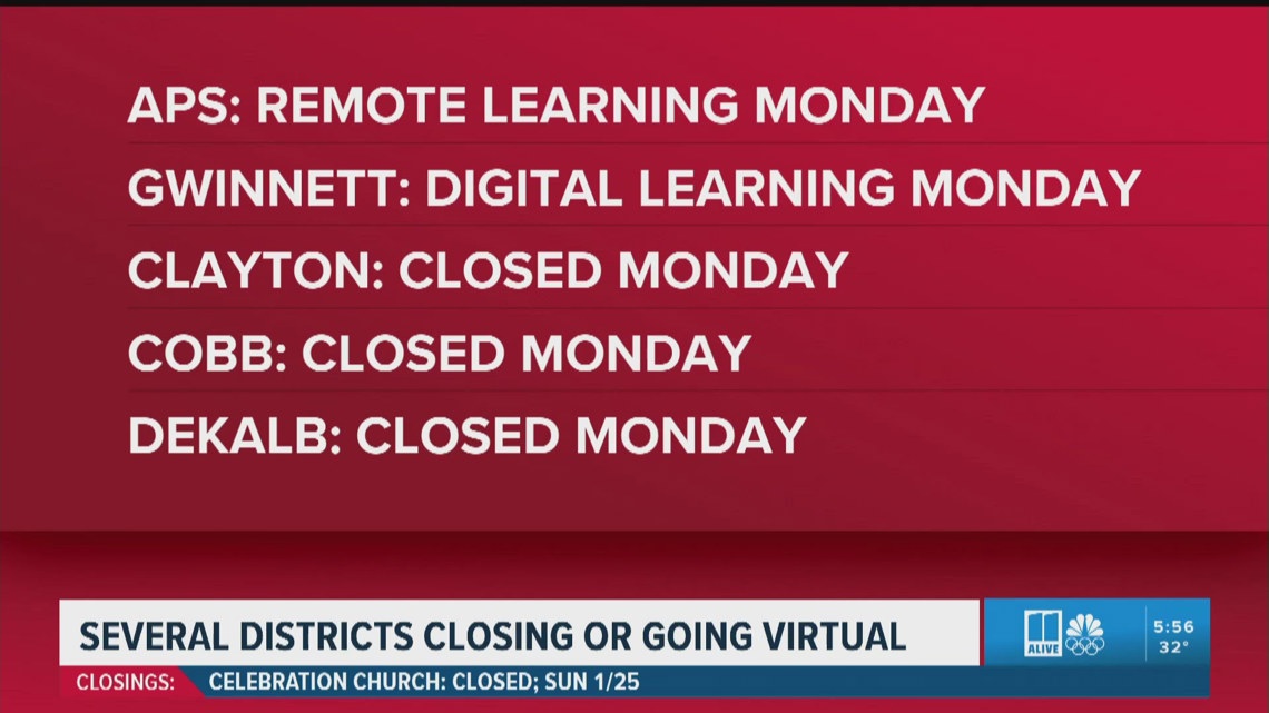 Multiple school districts close for tomorrow | 11alive.com