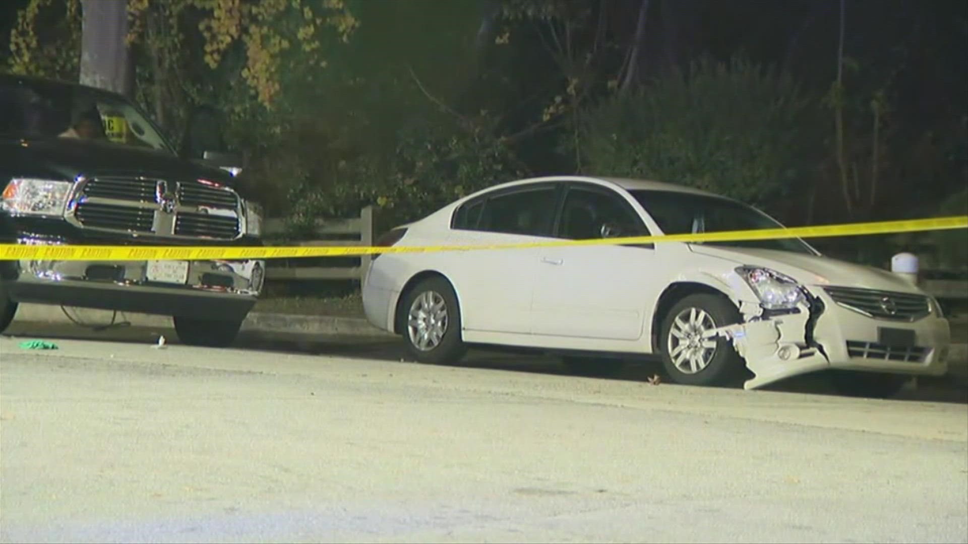 Three vehicles were roped off with crime scene tape Monday night.