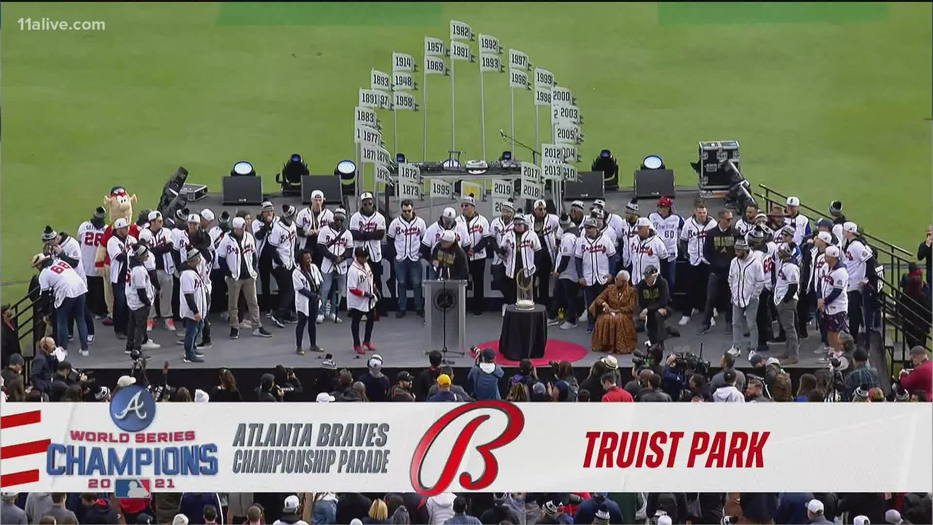 Atlanta Mayor Keisha Lance Bottoms made an appearance at Truist Park for the Atlanta Braves' Friday celebration. The Atlanta mayor's reception, however, was mixed.