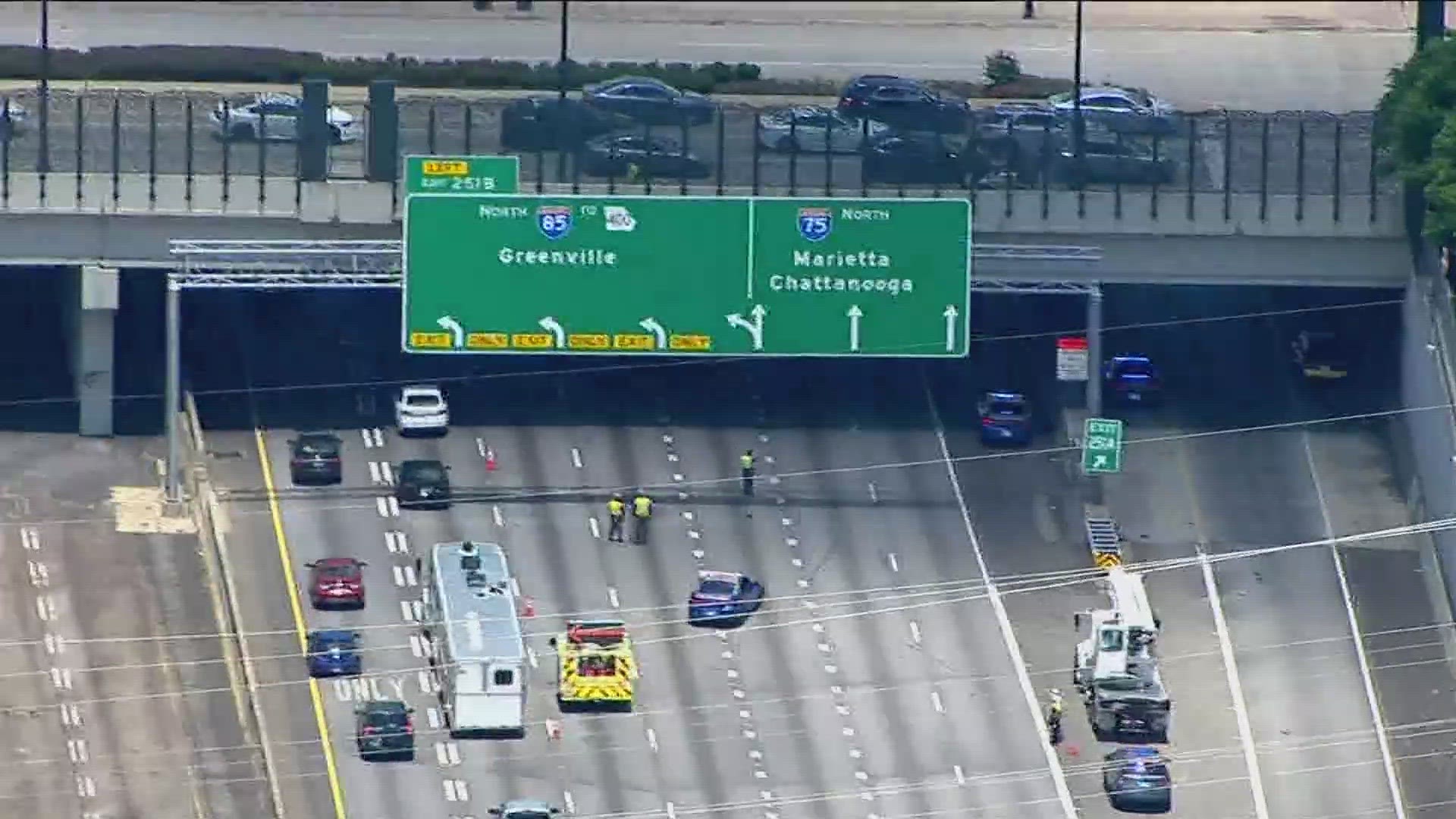 Atlanta Police said the person was walking on the shoulder of the interstate when they tried to cross all seven lanes of traffic on I-75/85 Northbound expressway.