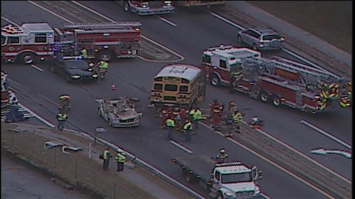 PHOTOS | Special ed school bus collides with car | 11alive.com