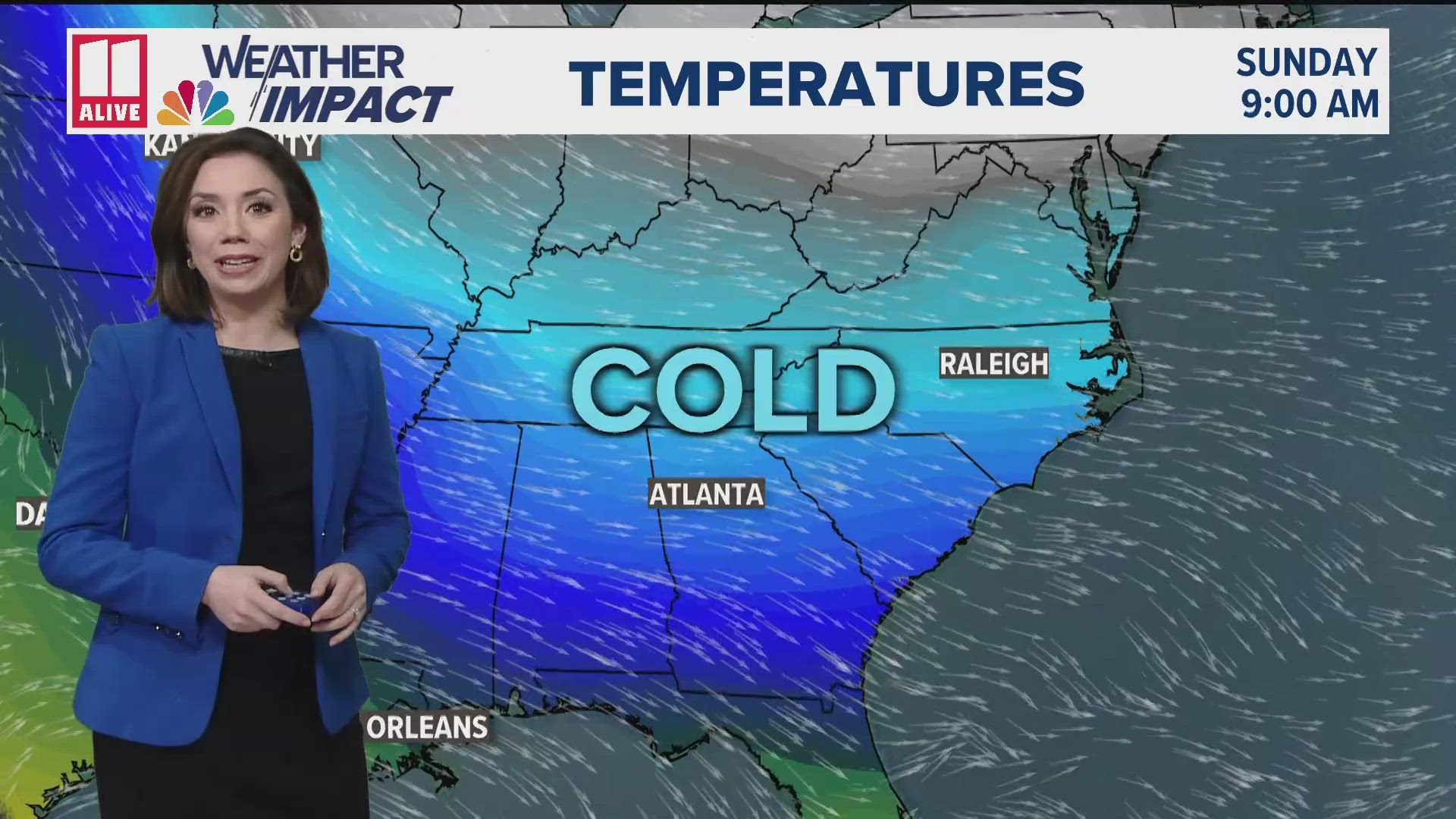 Cold air dominates the southeast