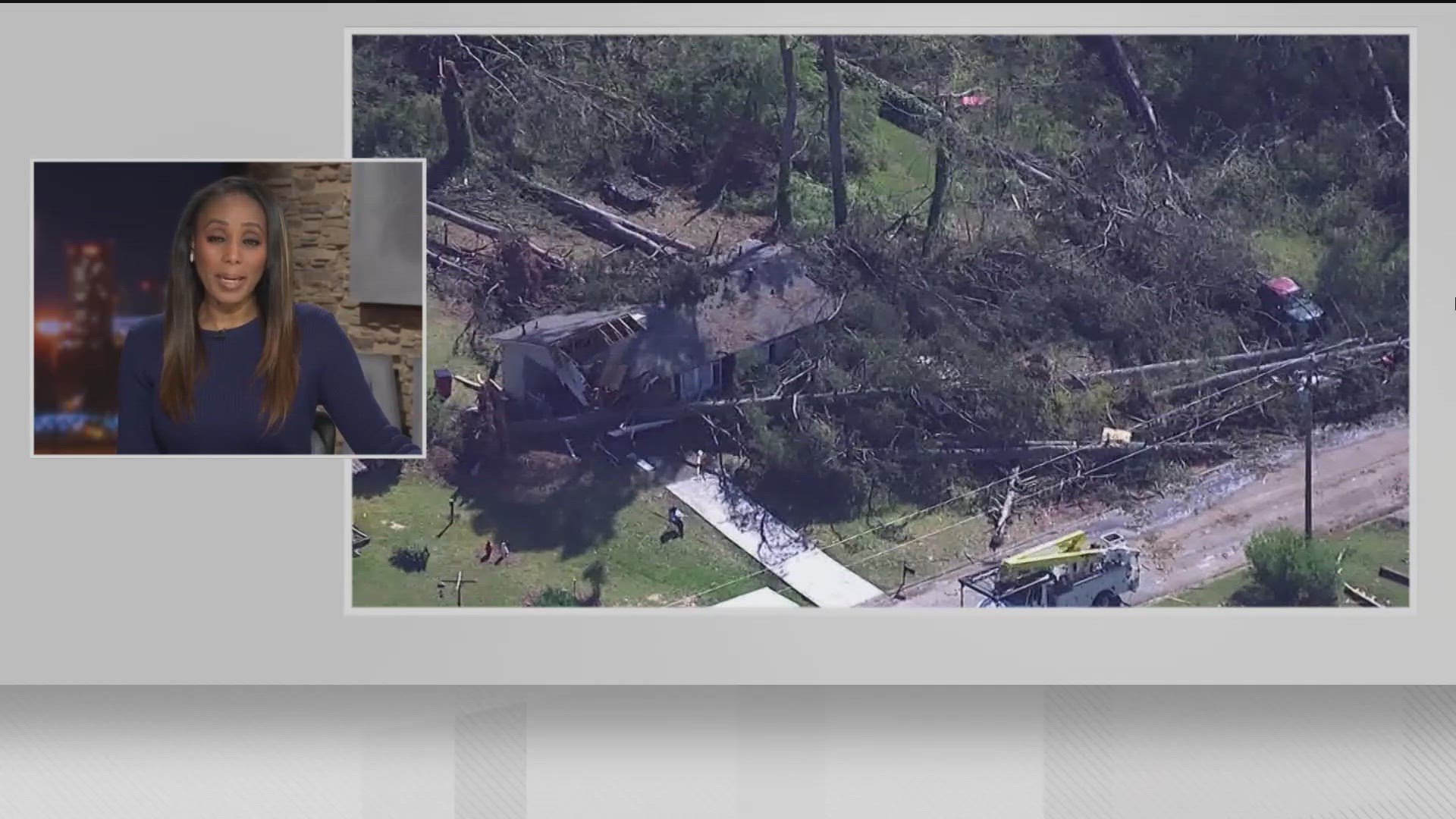 The storm brought down trees that crushed cars and homes and brought down power lines.