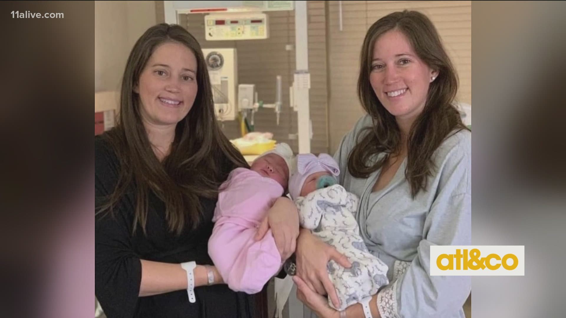 "We've done it all together!" Twin sisters and nurses Amber and Autum both gave birth to daughters on their 33rd birthday!