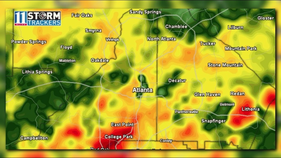 Saturday storms bring heavy rain, strong winds to Atlanta,