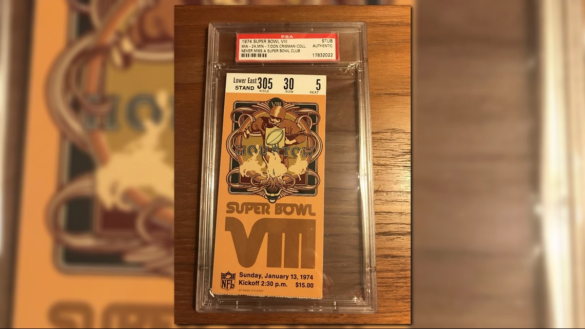 1974 Super Bowl VIII Full Ticket PSA Gem Mint 10. Football