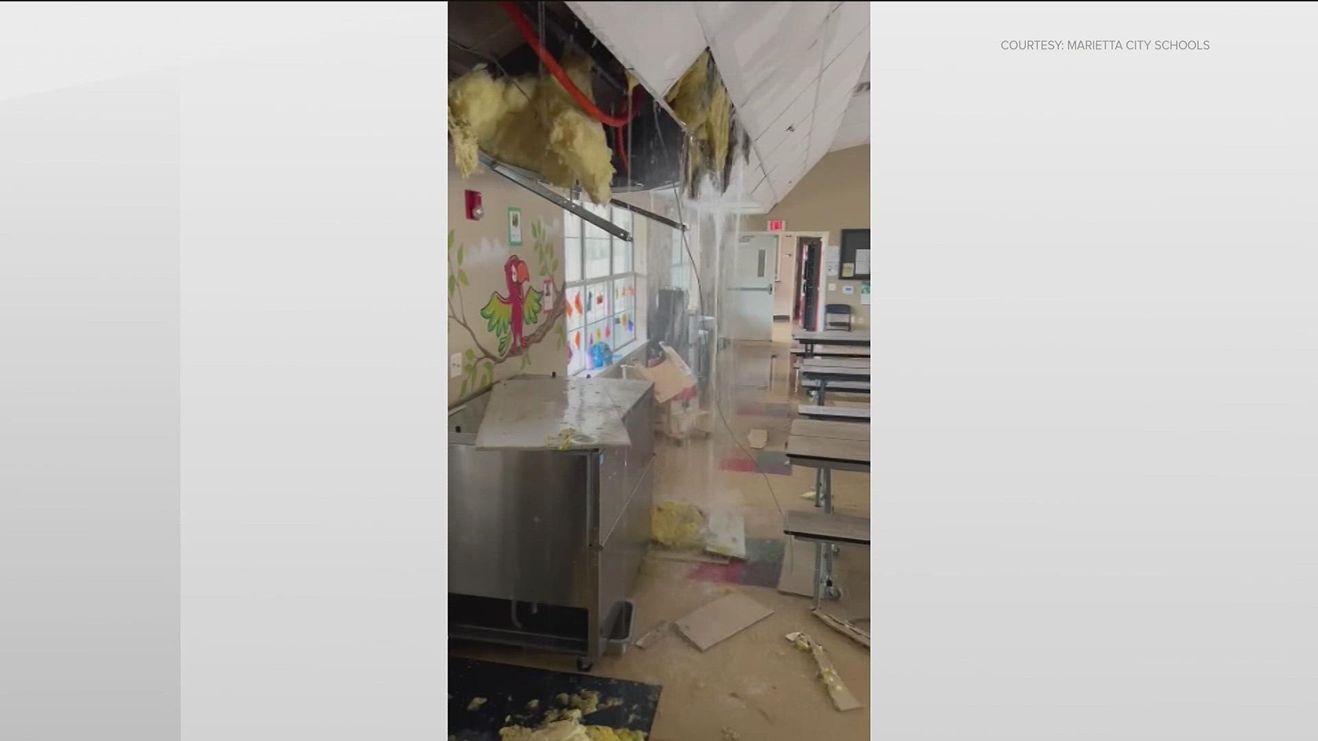 Sawyer Elementary took damage to their hallways, classrooms and media center. The cafeteria inside the Emily Lembeck Early Learning Center was also damaged.