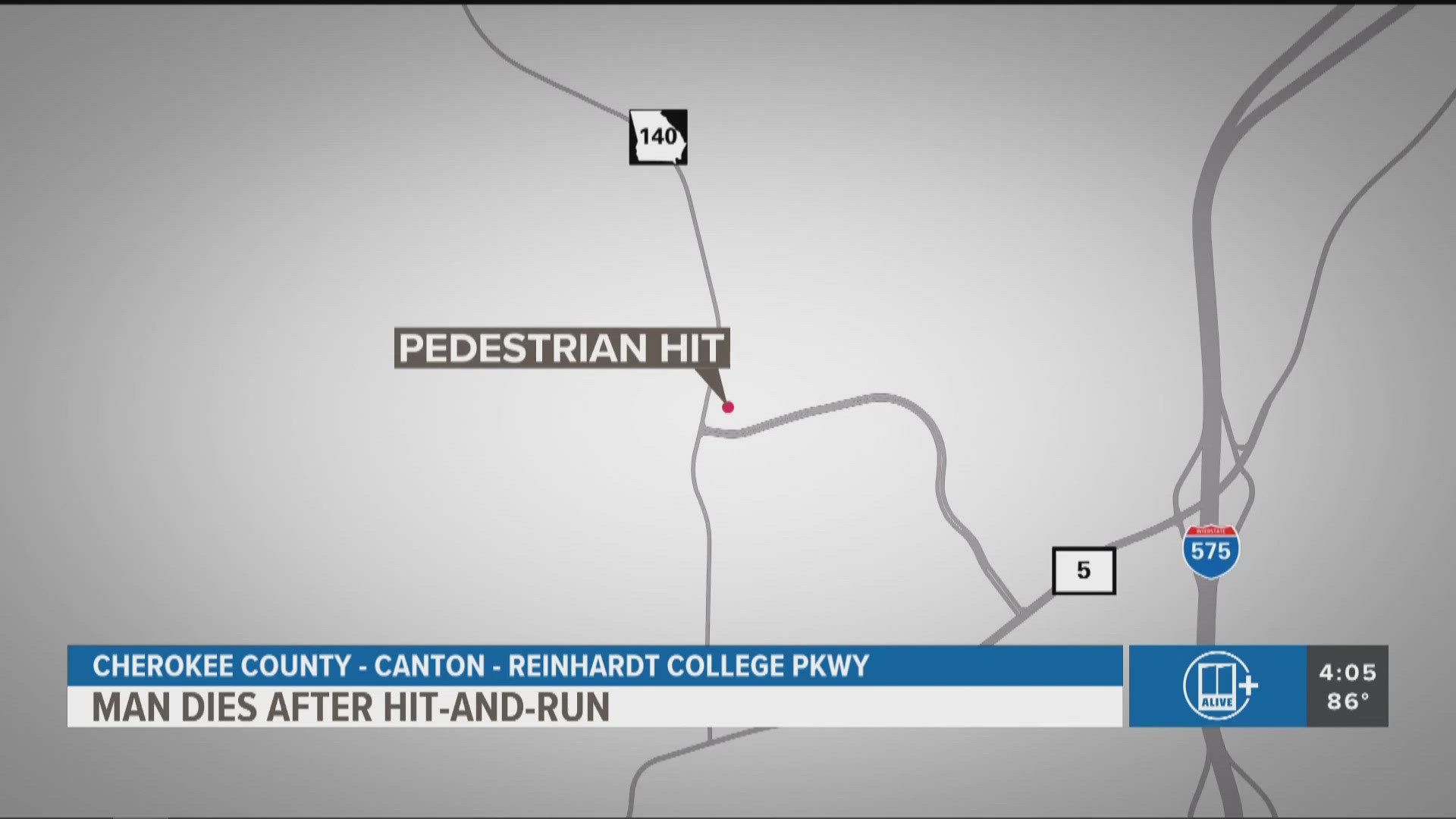 The crash happened Monday afternoon in the 1100 block of Reinhardt College Parkway.