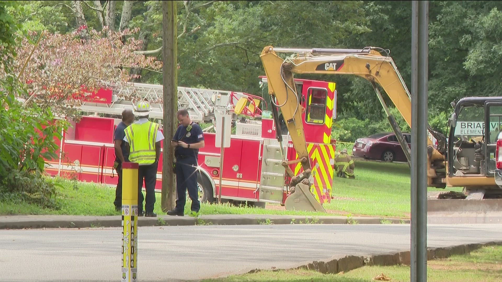 The gas leak occurred outside the school, officials said, and then kids and staff were evacuated to the playground.