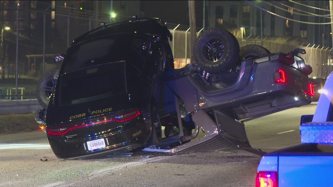 Patrol car involved in crash following chase through Cobb County into