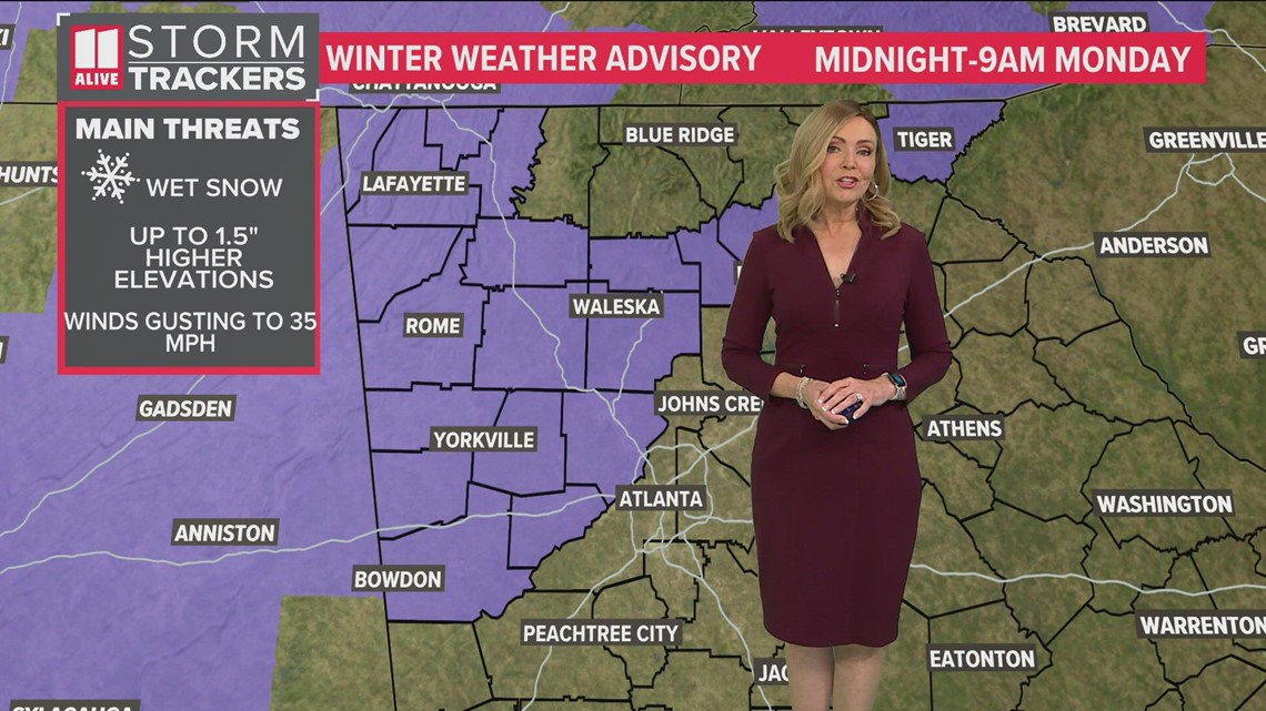 Winter weather in North Georgia, snow possible Monday