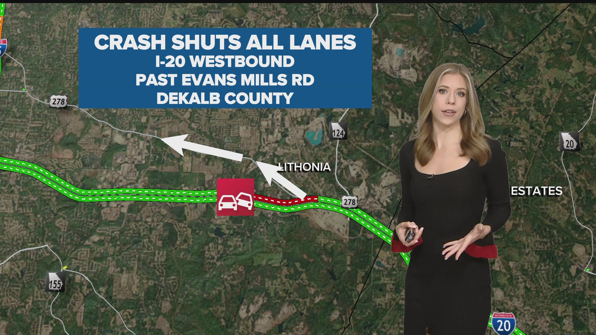 Crash shuts down all lanes on I-20 westbound in DeKalb County | 11alive.com