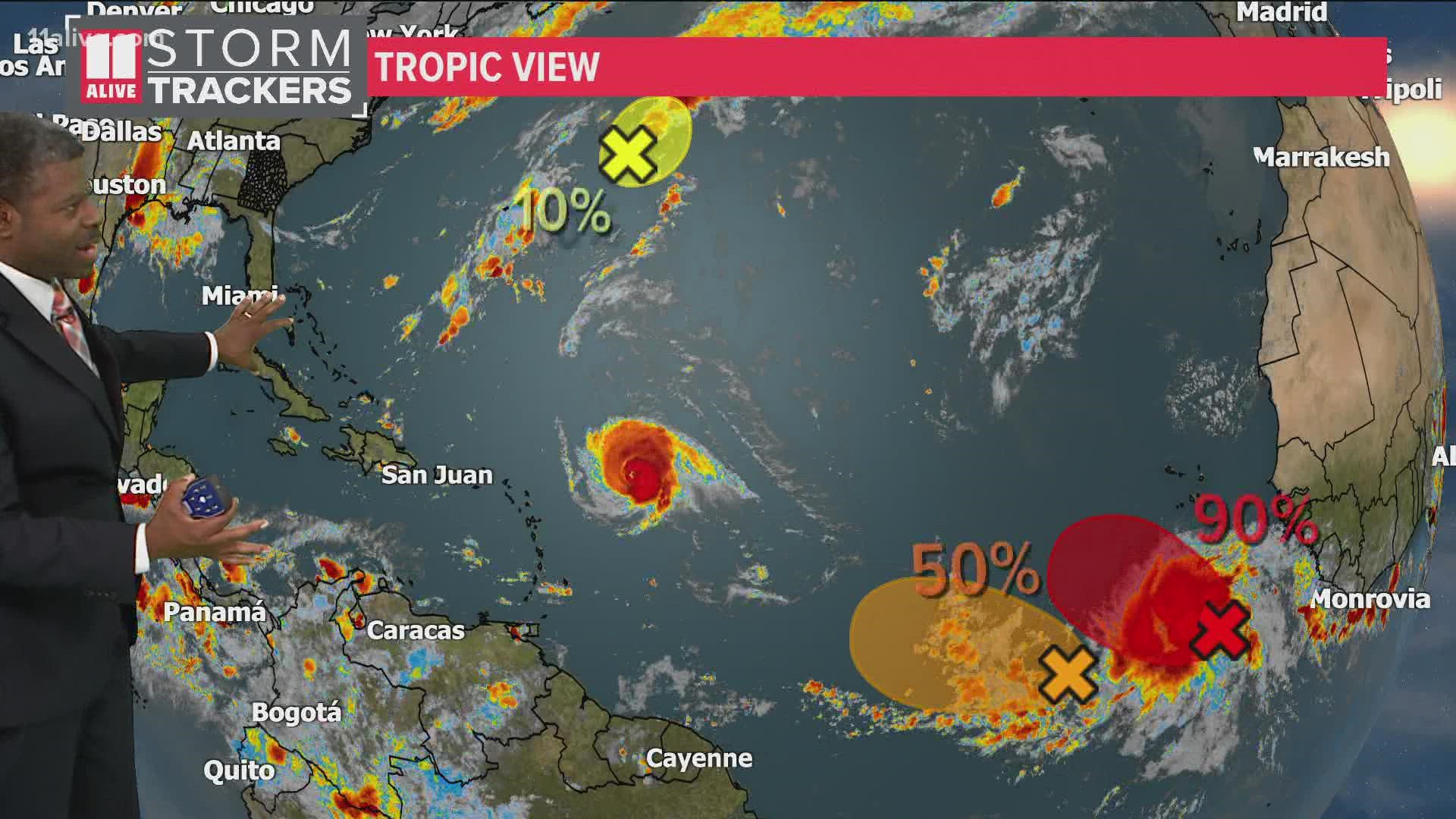 There are a few systems brewing in the Atlantic.