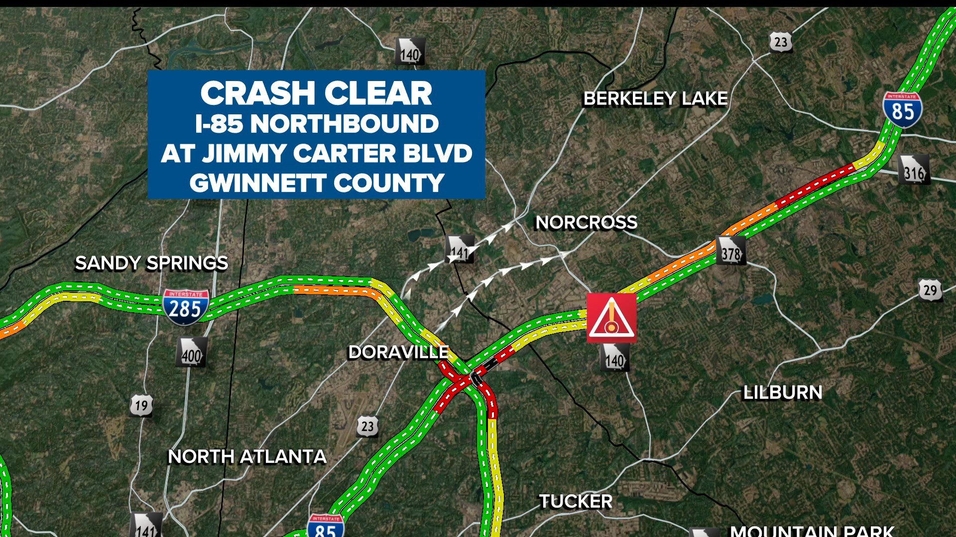 Traffic Alert: Lanes back open on I-85 NB in Gwinnett County at Jimmy ...