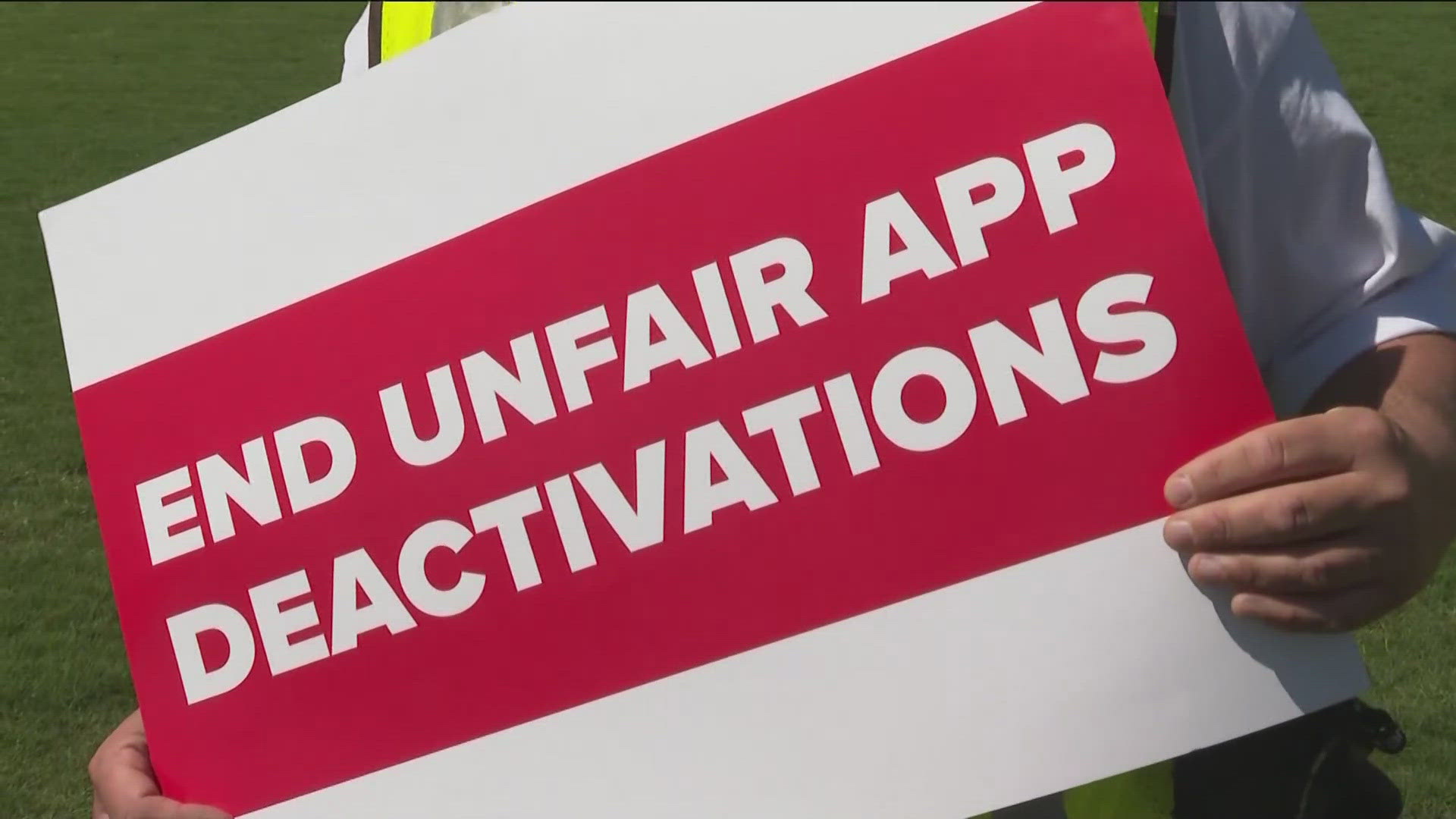 Protesters held a work stoppage alongside the Justice for App Workers Organization in Atlanta.