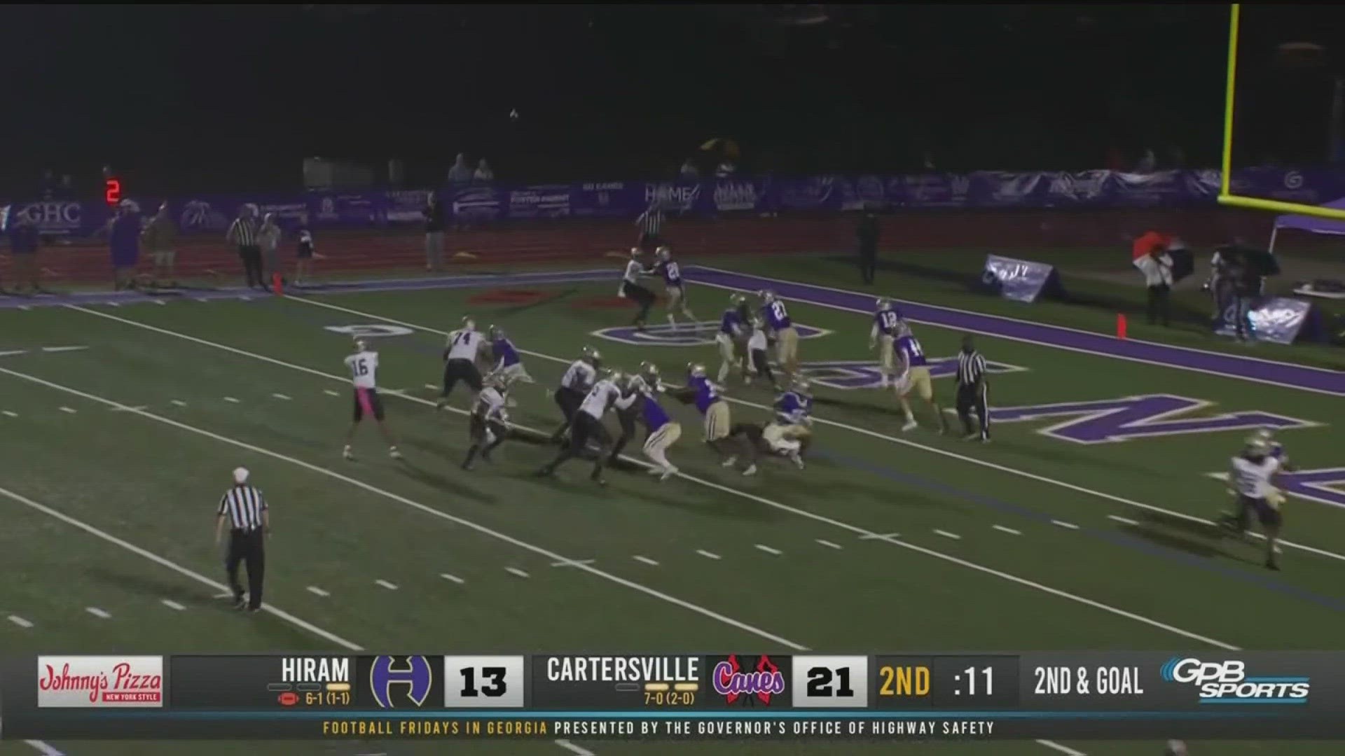 Cartersville wins a close game 35-34 on a late go-ahead touchdown.