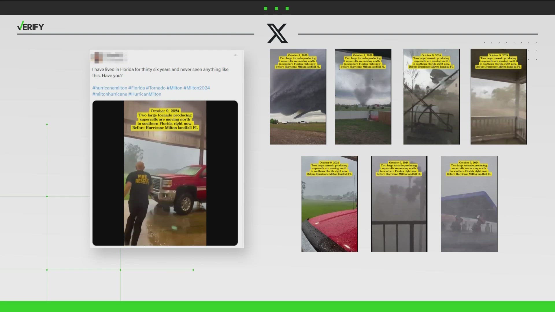 Videos with millions of views show dramatic scenes of tornadoes, storm surges and property being destroyed. We VERIFY whether they’re from Hurricane Milton.