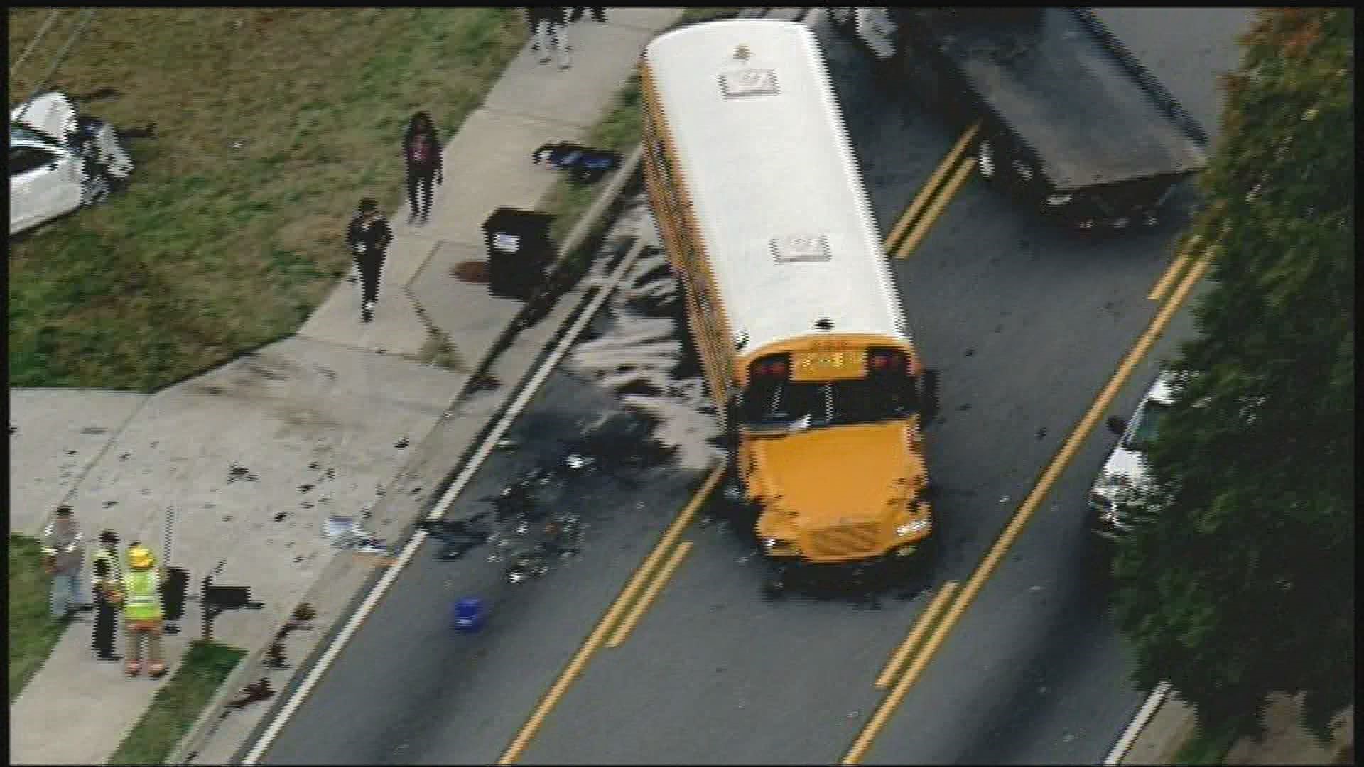 Car fleeing hit-and-run crashes into school bus | 11alive.com