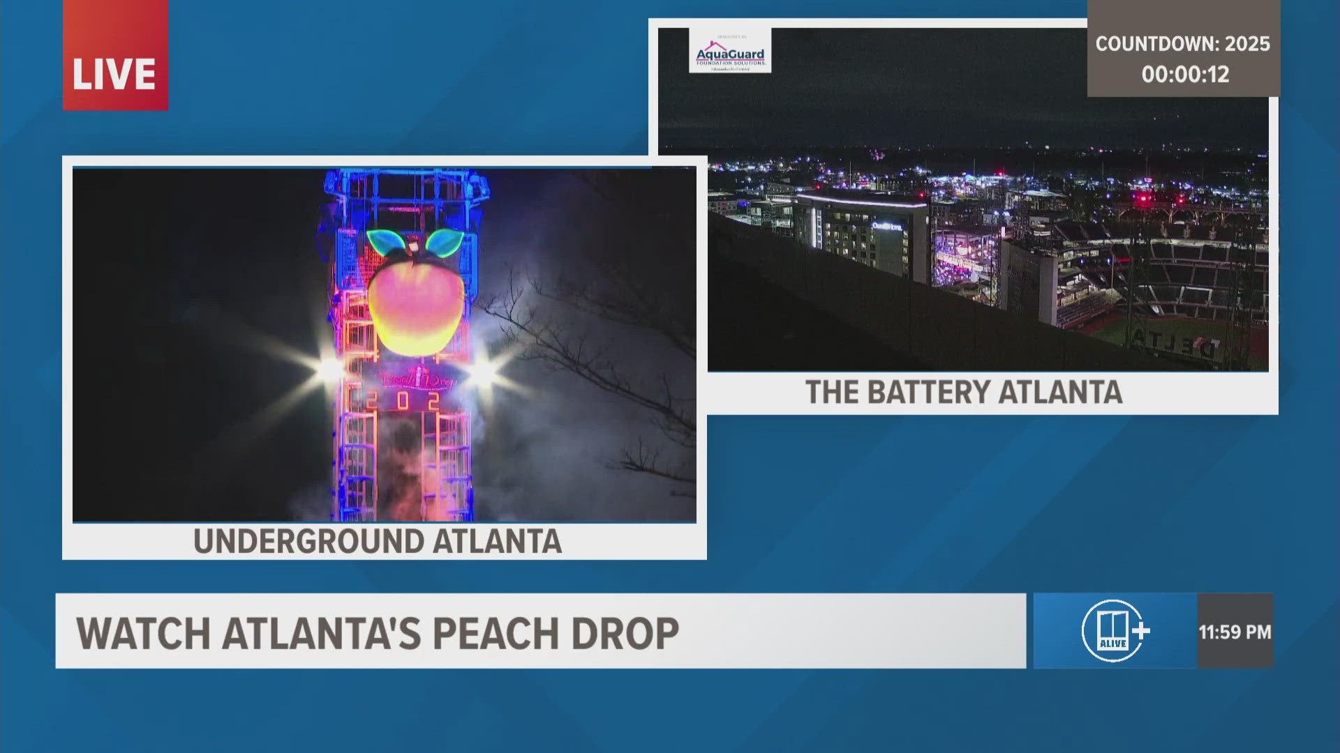 Rewatch Atlanta rings in 2025 with Peach Drop at Underground Atlanta