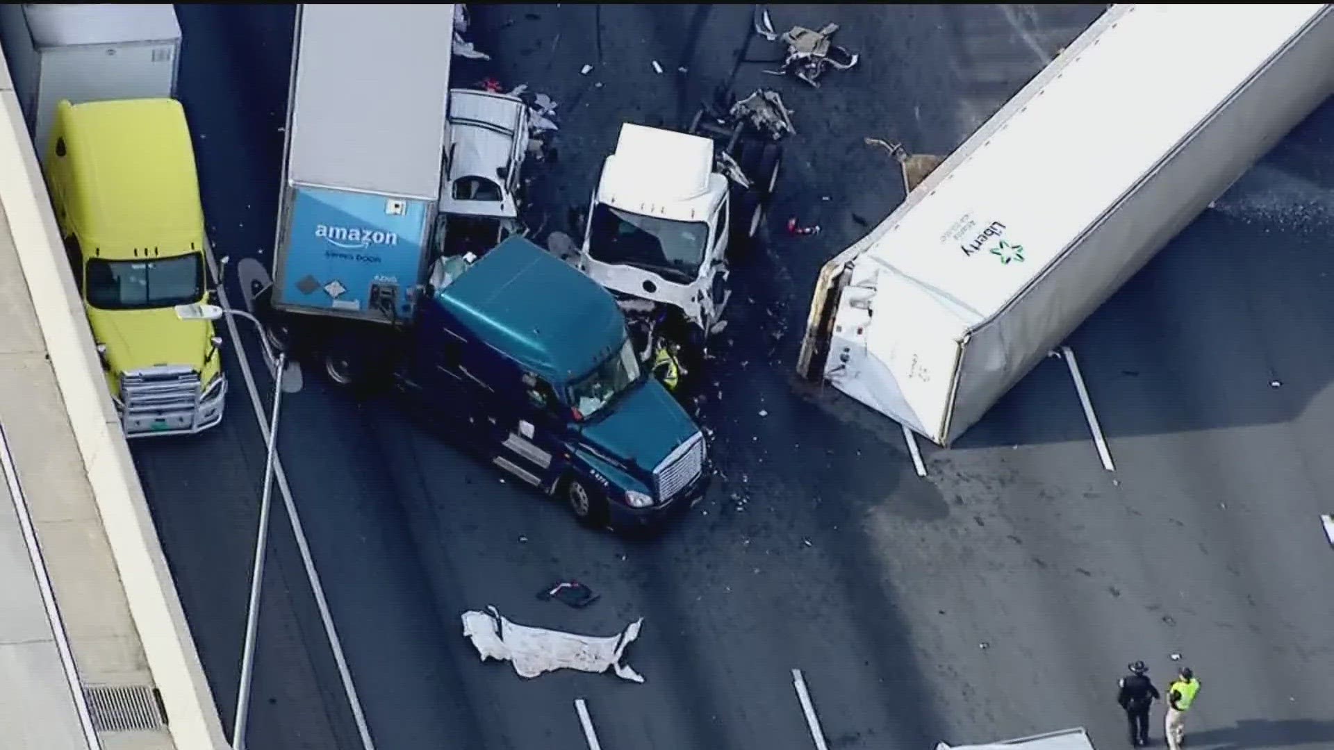 A person was trapped on the interstate, but first responders were delayed in getting there due to people taking up space in the emergency lane.