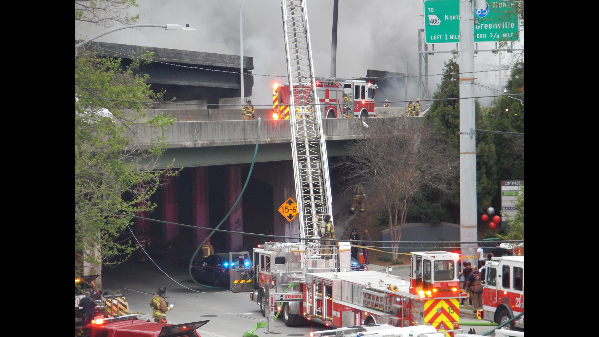 PHOTOS Fire burning under Atlanta Interstate