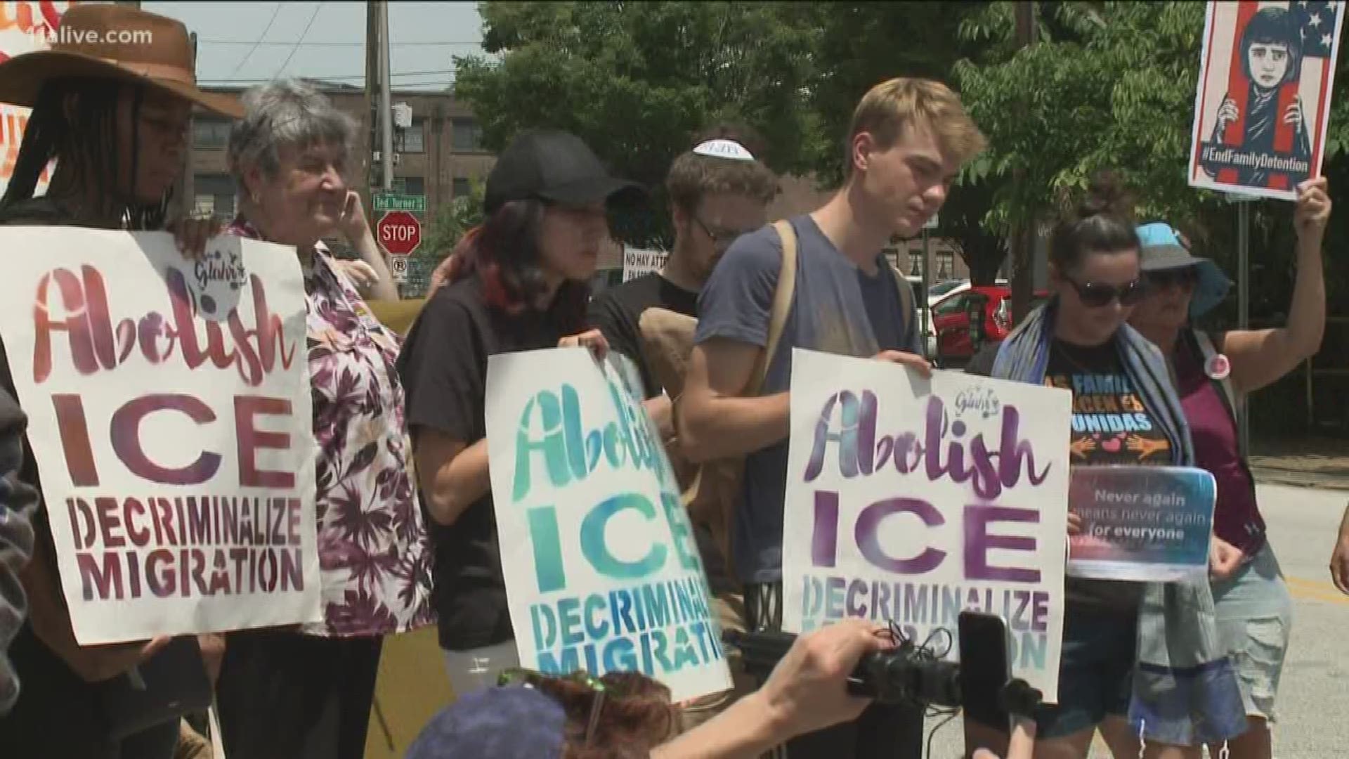 A protest was held outside of the ICE office in Atlanta.